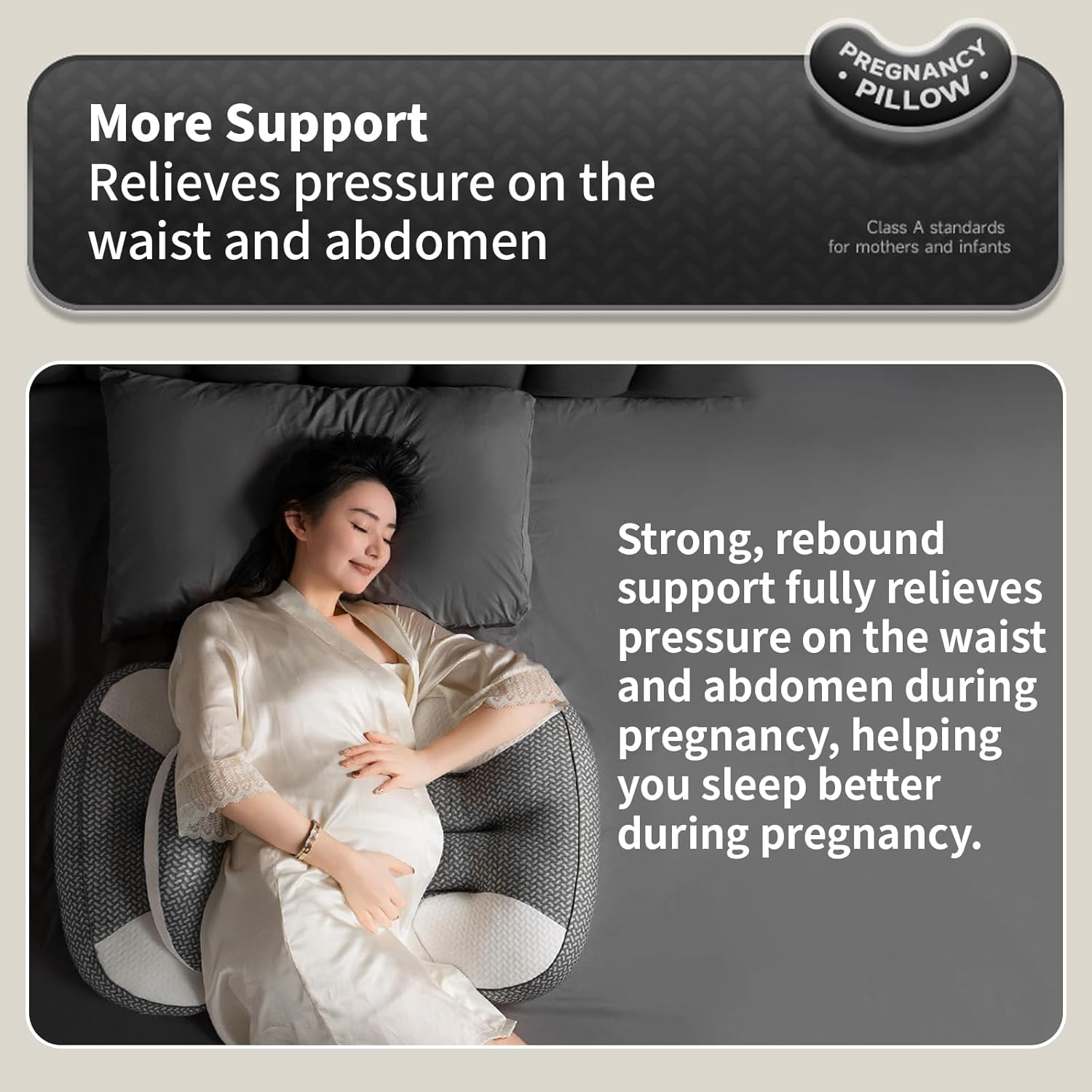 Pregnancy Pillow, U-Shape Adjustable Maternity Pillow, 30&deg; Tilt Support for Back & Belly, Breathable Cover, 2-21Cm Width Adjustment for Pregnant Women image number 5