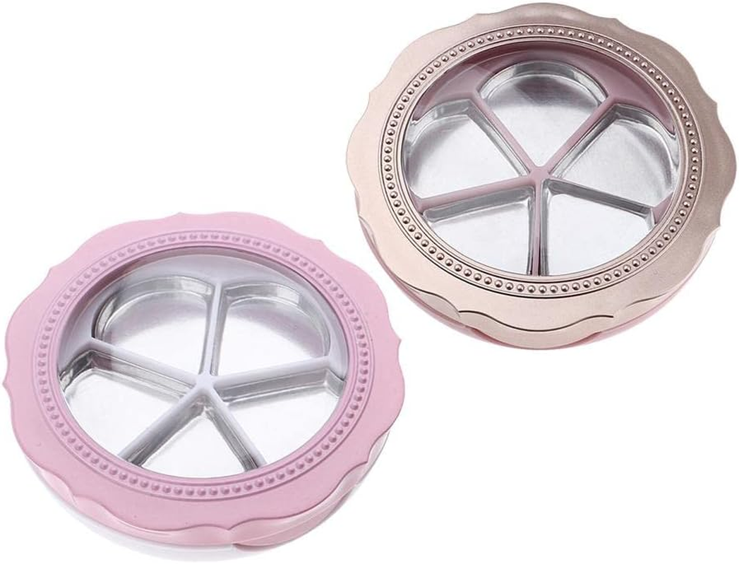 Oshhni Petite Plastic Makeup Palette with Aluminum Pans - Cosmetic Storage Solution, 4G, Pink White image number 3