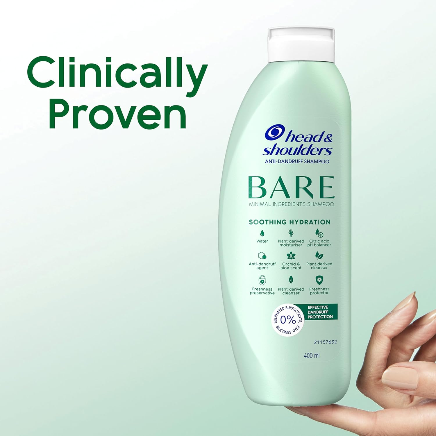 Head & Shoulders BARE Pure Clean Minimal Ingredients anti Dandruff Shampoo 400Ml (Pack of 2) image number 6