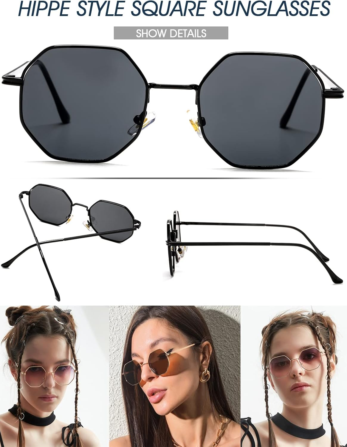 Vintage round Polarized Sunglasses for Women Classic Retro Designer Style image number 2