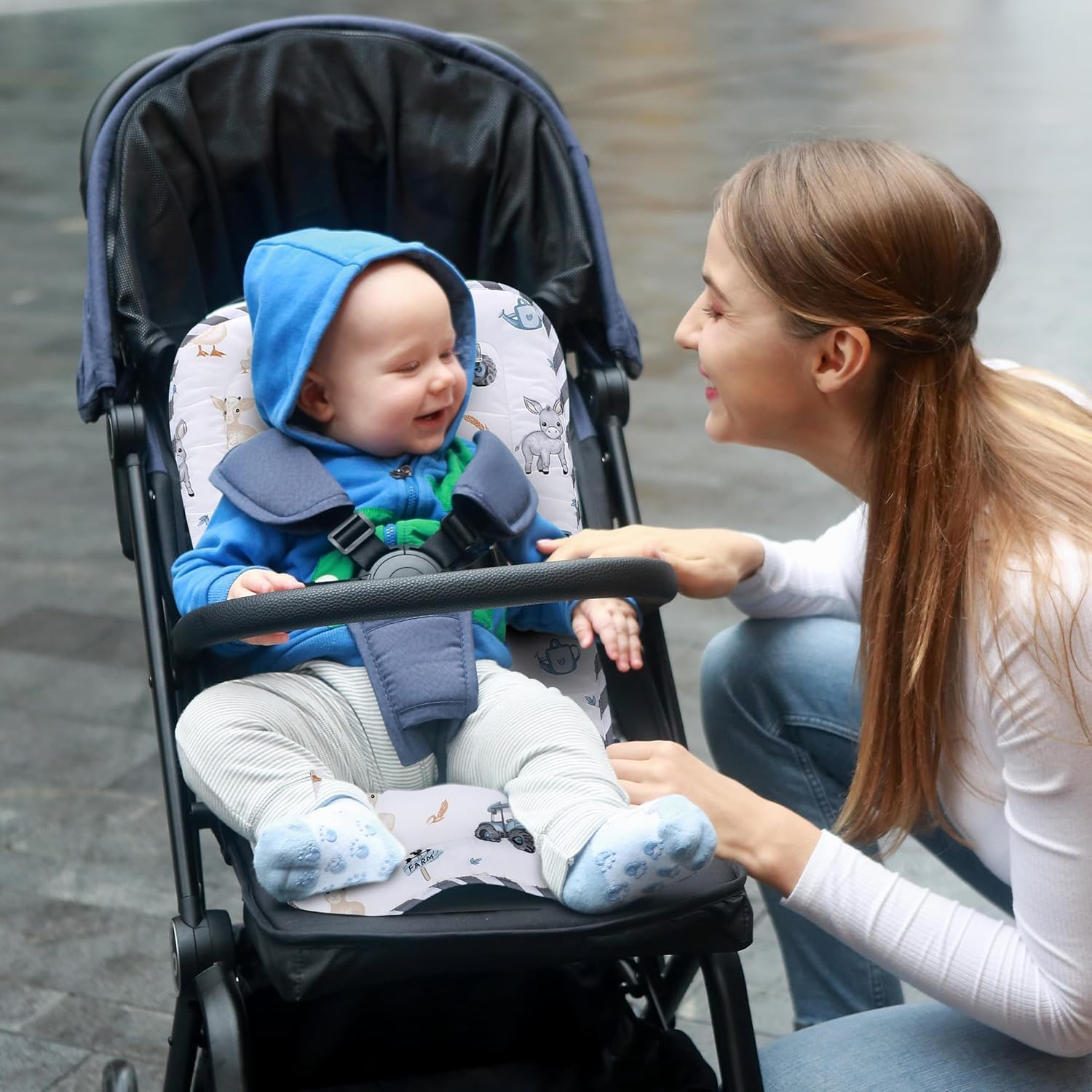 Baby Stroller Cushion, Infant Car Seat Insert-Reversible Universal Breathable and Soft Newborn Stroller Mat-34X78Cm,1 Pack (Grey) image number 6