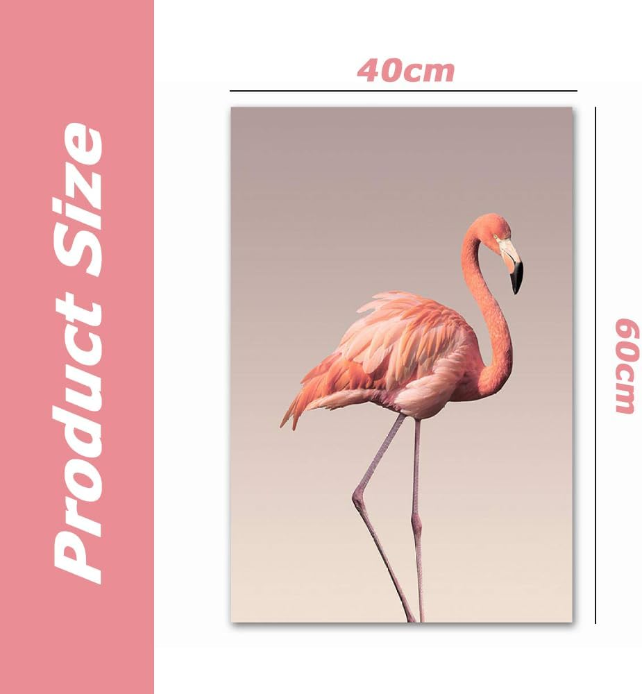 3 Pcs Romantic Flamingo Rose Wall Paintings, Animal Painting Modern Wall Art Home Decor, Contemporary Bird Wall Decor, Framed Wall Art for Living Room, Bedroom, Apartment, 40X60 CM image number 4