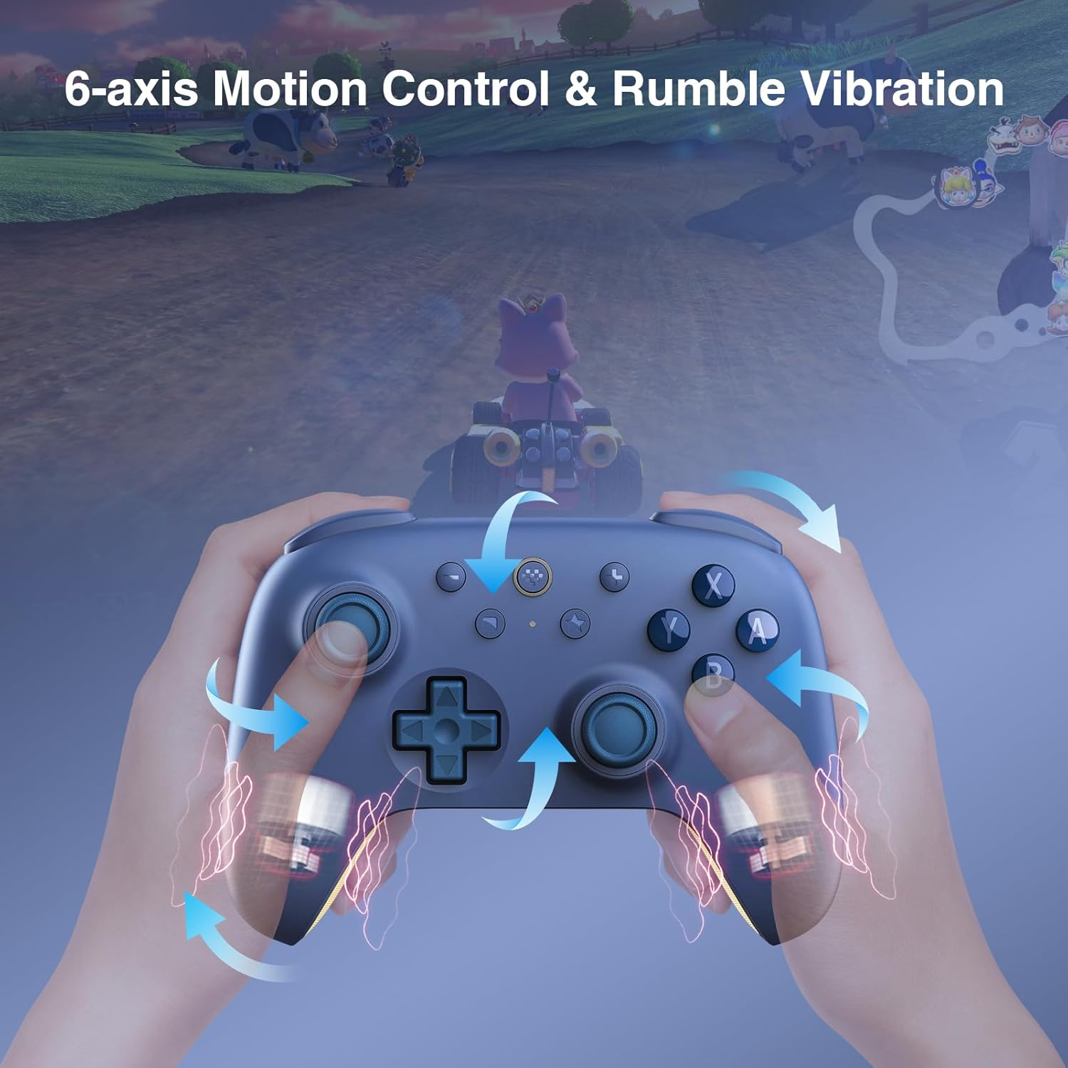 8Bitdo Ultimate 2C Bluetooth Controller (Hall Effect Joystick Update) - for Switch/Switch 2, with Remappable L4/R4 Bumpers, 6-Axis Motion Control, Rumble Vibration and Turbo Function (Dark Blue) - Dark Blue image number 4