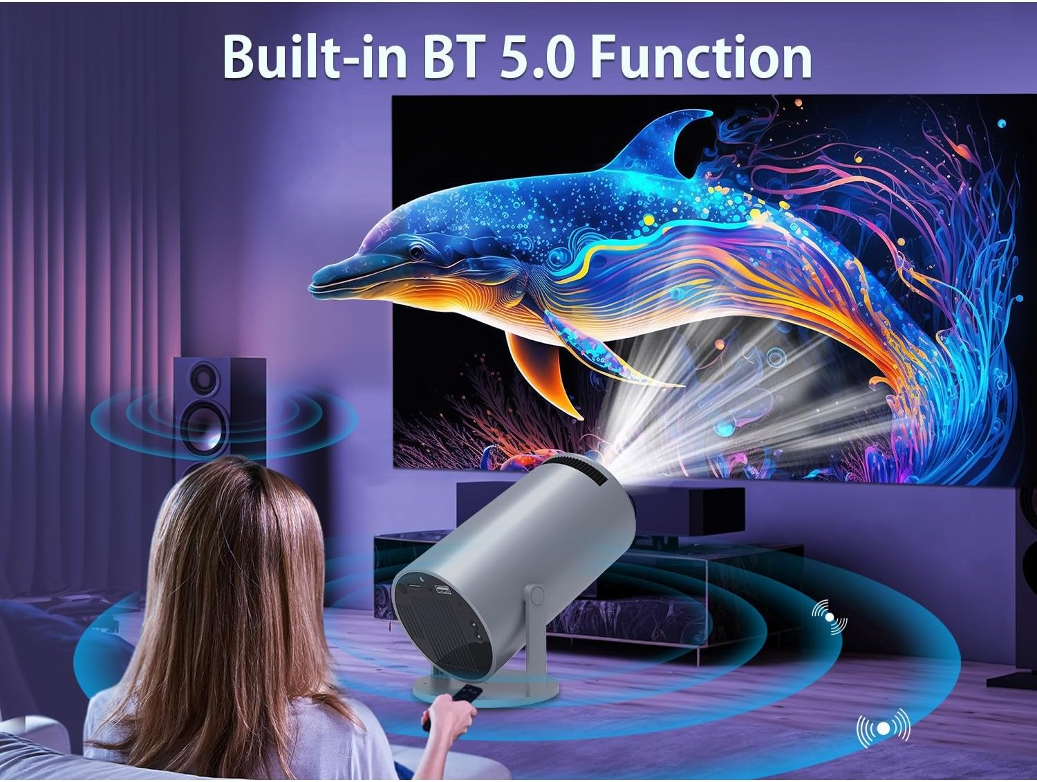 Magcubic HY300 PRO Portable Projector 4K Android 11 Dual Wifi6 1280X720P Resolution 260 ANSI Lumens 180&deg;Rotatable Outdoor Movie Projector - Grey image number 1