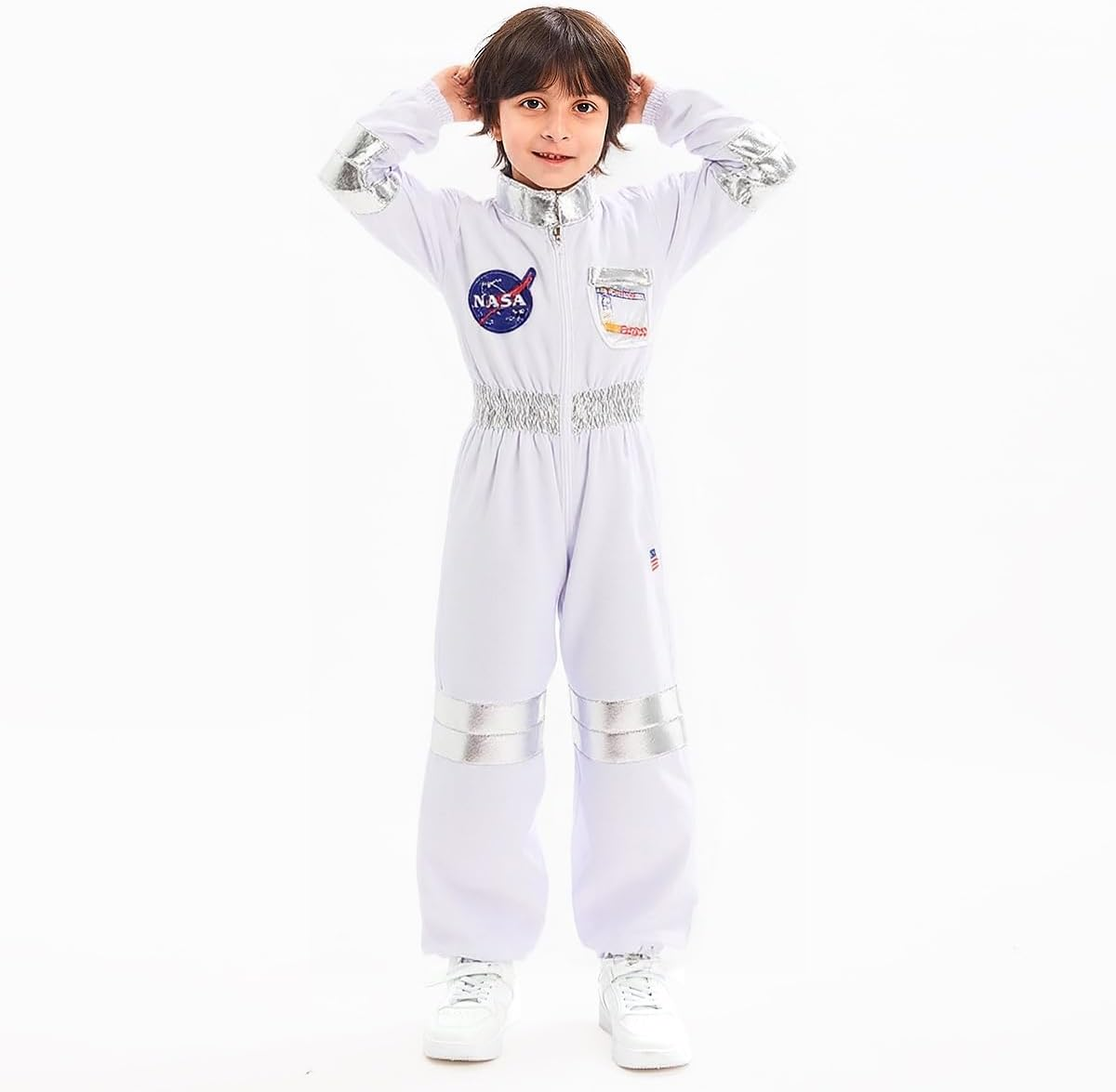 Kids Astronaut Costume NASA Space Jumpsuit for Boys,Girls Astronaut Outfit Halloween Dress Up image number 5