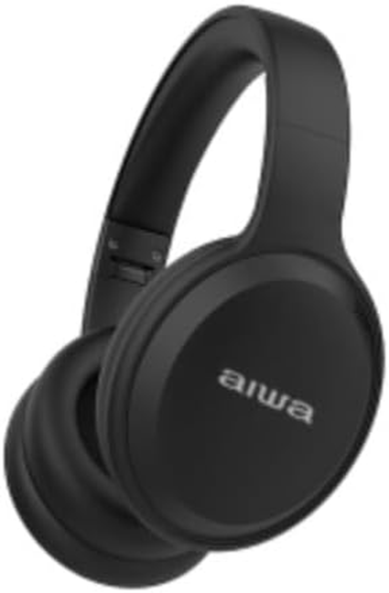 Aiwa Over-Ear Bluetooth Headphones with Cable, Aeroplane Adaptor, Black AWH2H-BLK image number 2