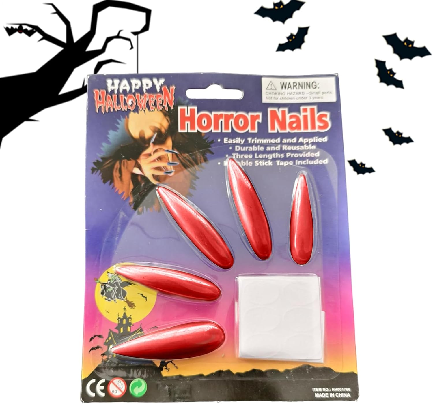 Gothic Press on Nails | Long Creepy False Nails,Gothic Fingernail Decoration for Masquerade Holiday Dress-Up Role Play Haunted House Halloween Party