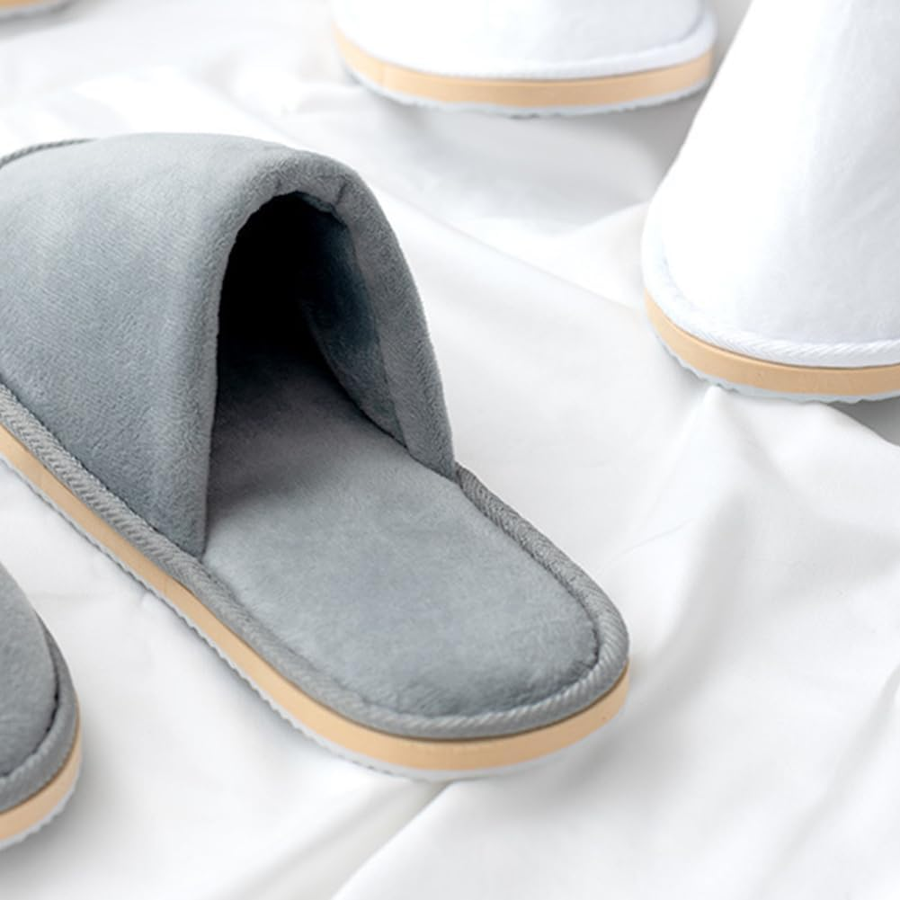 6 Pairs Spa Slippers, Washable & Reusable Closed Toe Disposable Indoor Hotel Slippers, Soft Home Coral Fleece Slipper,Super Soft Crystal Velvet, Padded Sole for Comfort- for Guests, Hotel, Travel ,Wedding - Blue+Cream 12Pairs image number 3