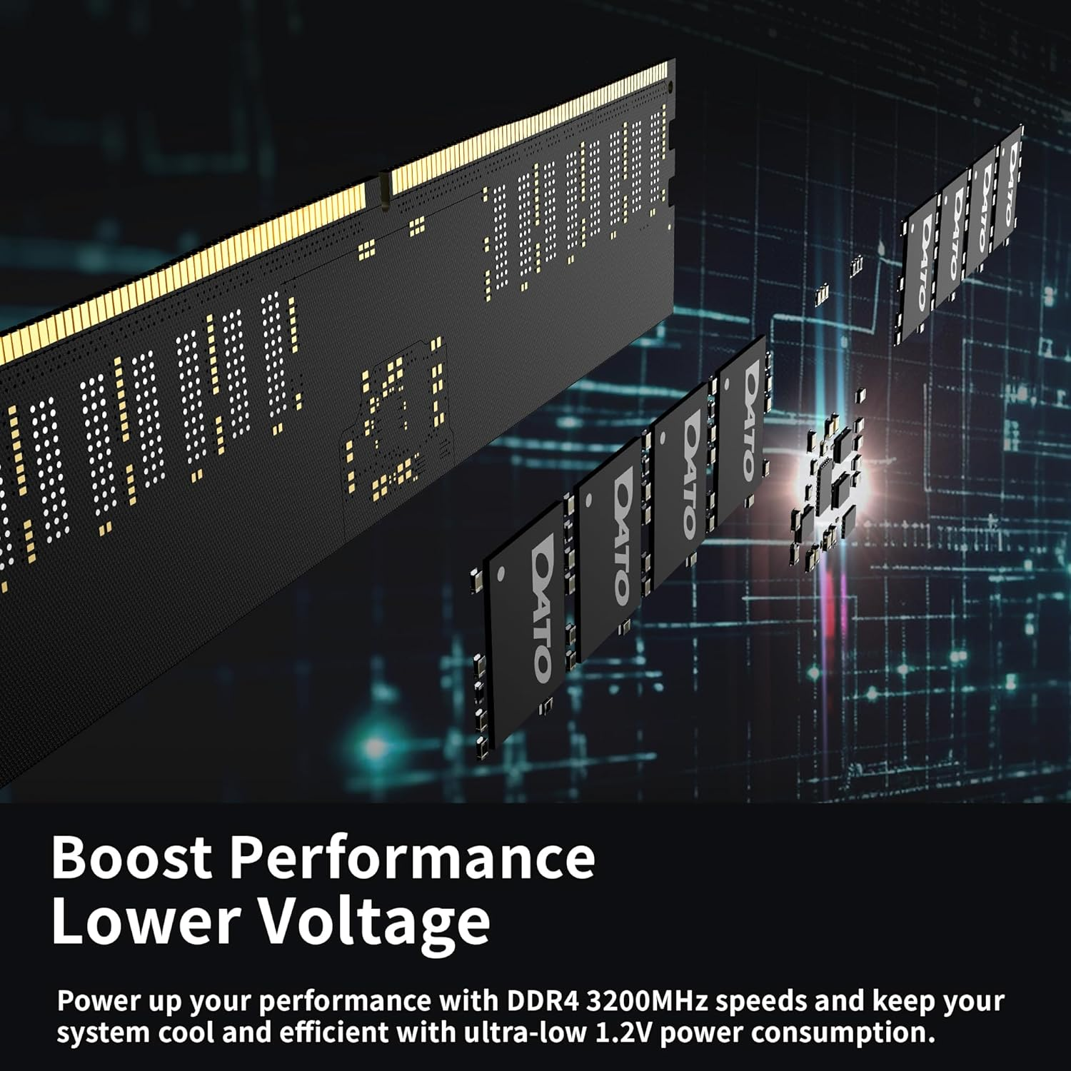 DATO DDR4 RAM 32GB | 16Gbx2 | Memory RAM 3200Mhz CL22 PC4-25600 1.2V 288-Pin Non-Ecc Unbuffered Dimm | Desktop Memory Module Udimm image number 5