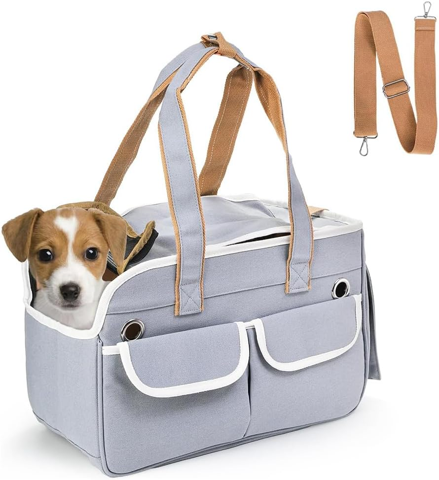 Foldable Pet Cage, Portable Hand-Held Pet Carrier, Soft-Sided Travel Bag with Pocket, Foldable Large Capacity with Shoulder Straps for Travel, Outdoor Camping, Home (Gray) image number 1