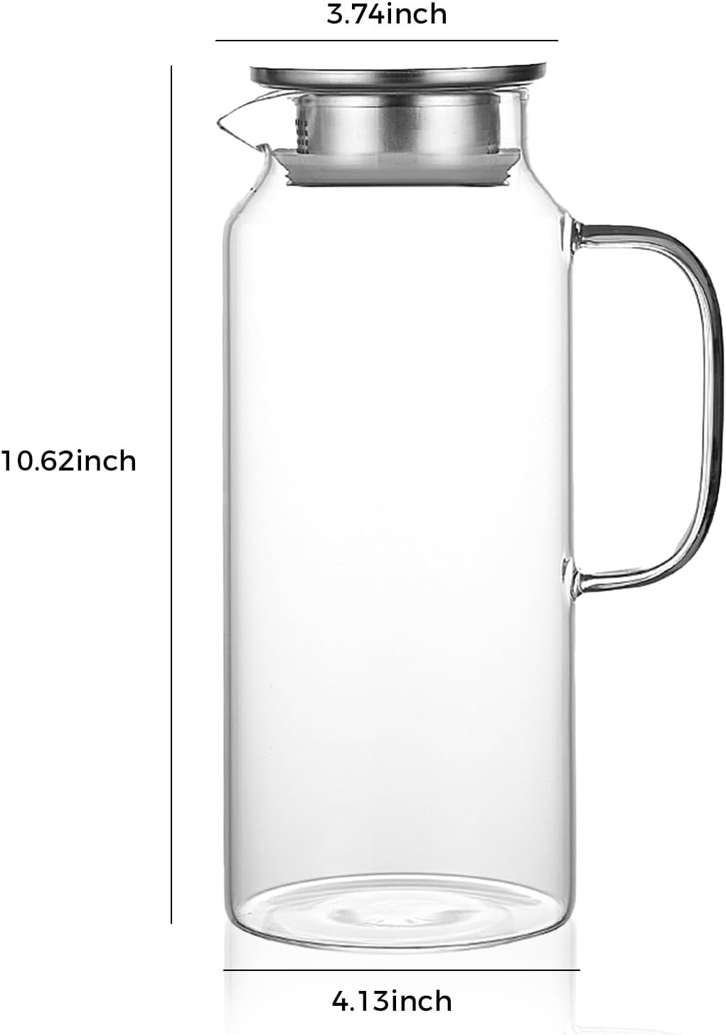 2L 68 Oz G Glass Water Jar with Lid and Handle, Refrigerator Jar, Iced Tea and Homemade Juice Jar, Heat-Resistant Borosilicate Glass Hot/Cold Water Jar. image number 1