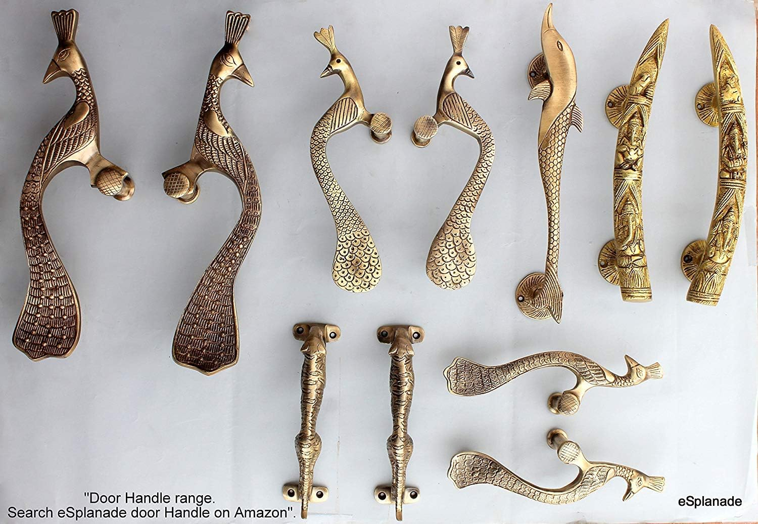 Esplanade - 7.5" Treasure Key Design Brass Door/Cabinet Handle | Home Decor | Door Decor | Single Piece Brass Door Handle | Single Piece Brass Door Pulls (Key Design Door Handle)