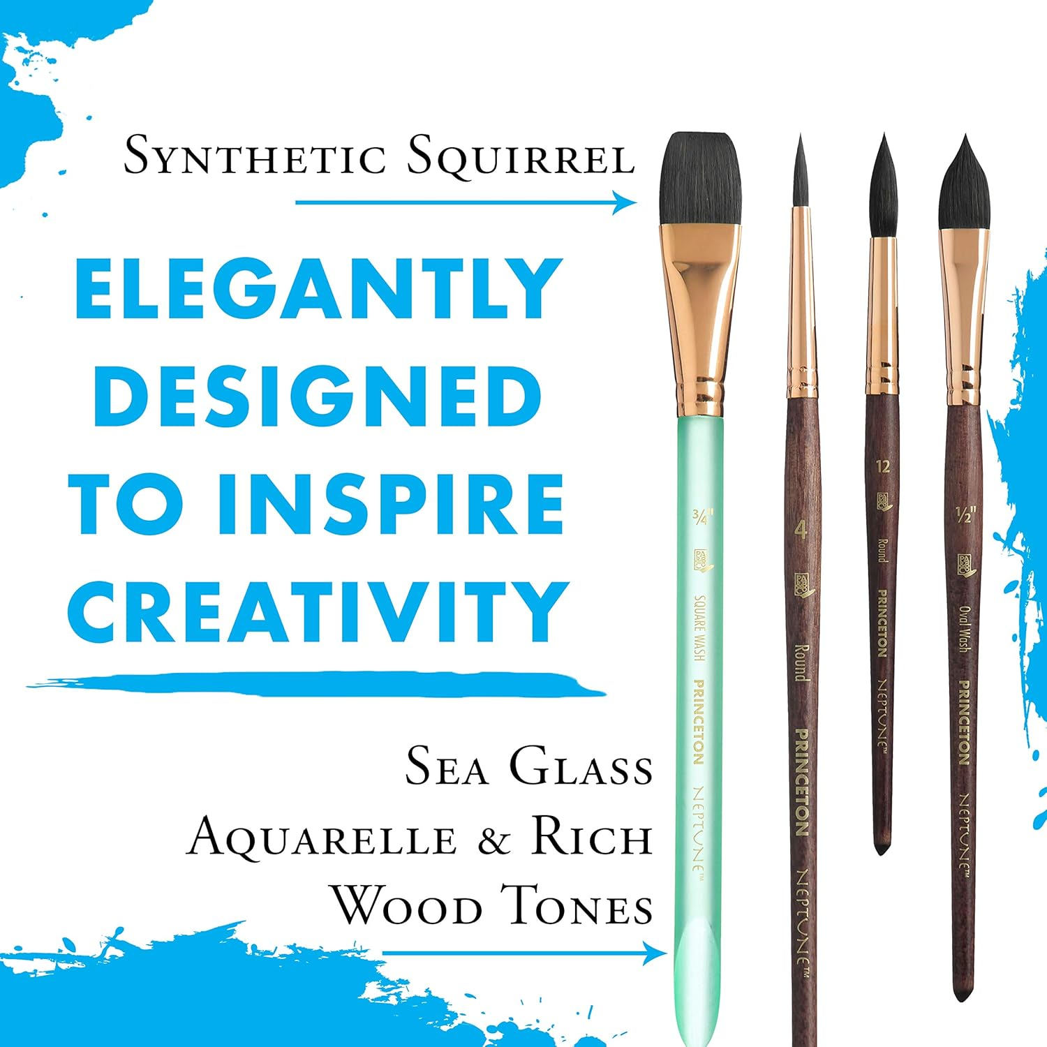 Princeton Neptune Synthetic Bristles Short Handle Professional Paint Brush (Set of 4) image number 6