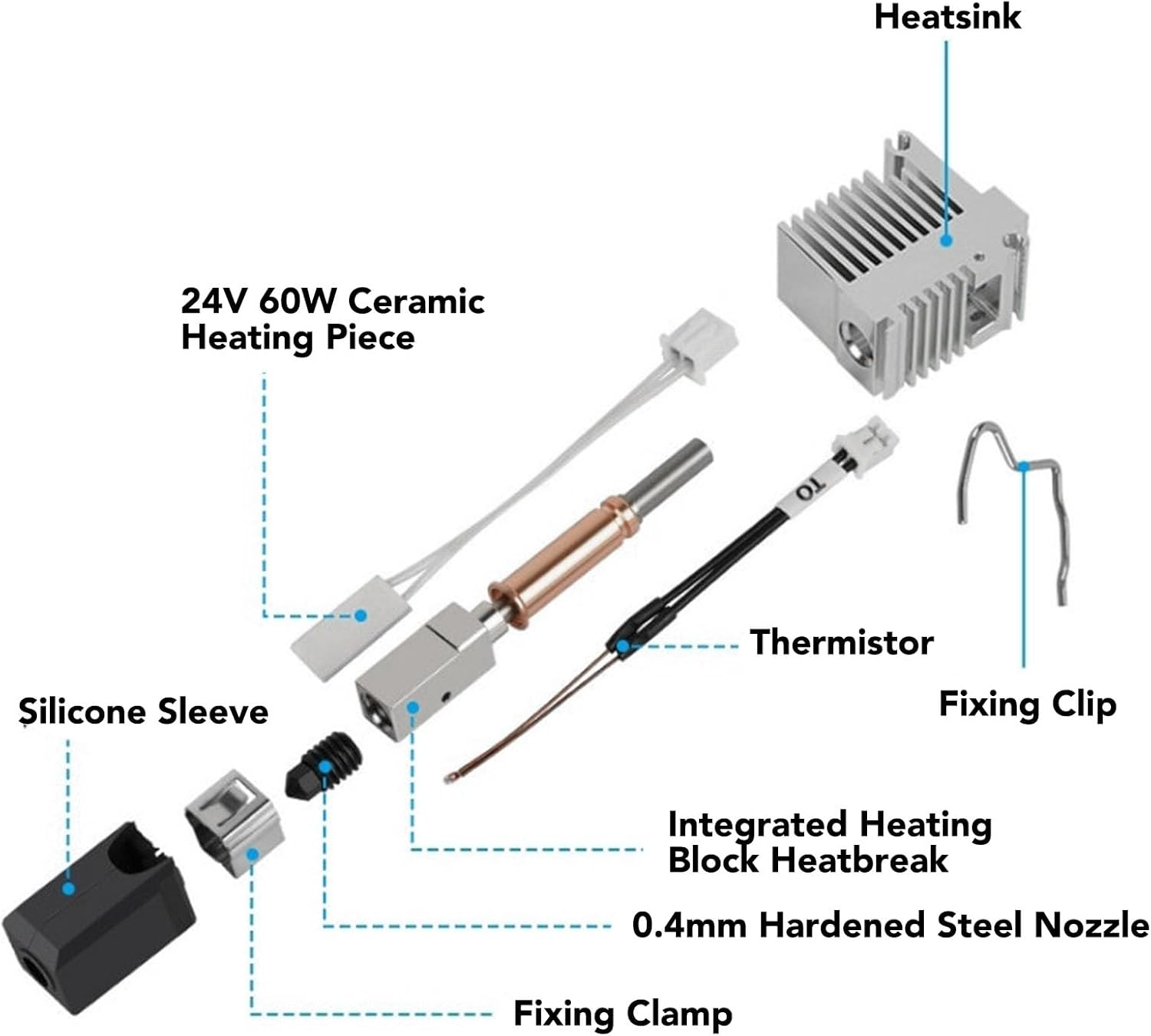 Upgrade Hotend Kit for Kobra 3, for Kobra 3 Combo, 3D Printer Hotend Kit, Ceramic Heating Block, Hardened Steel Nozzle Hot End Replacement, 600Mm/S High Speed image number 6