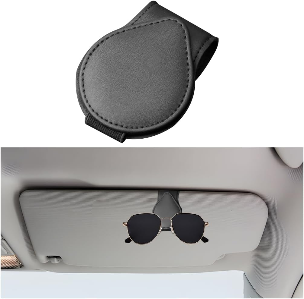 Mandark Magnetic Sunglass Holder for Car Visor, Leather Vehicle Eyeglass Hanger Clip, Automotive Interior Ticket Card Glasses Organizer Clamp Accessories, Universal for SUV, Sedan, Truck(Pink)