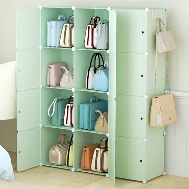AUKO Fashion Macaron Color 6/8/12/16 Cubes Storage Cabinet Wardrobe Toy Book Shelve (Macaron Greeb 12 Cube) image number 3