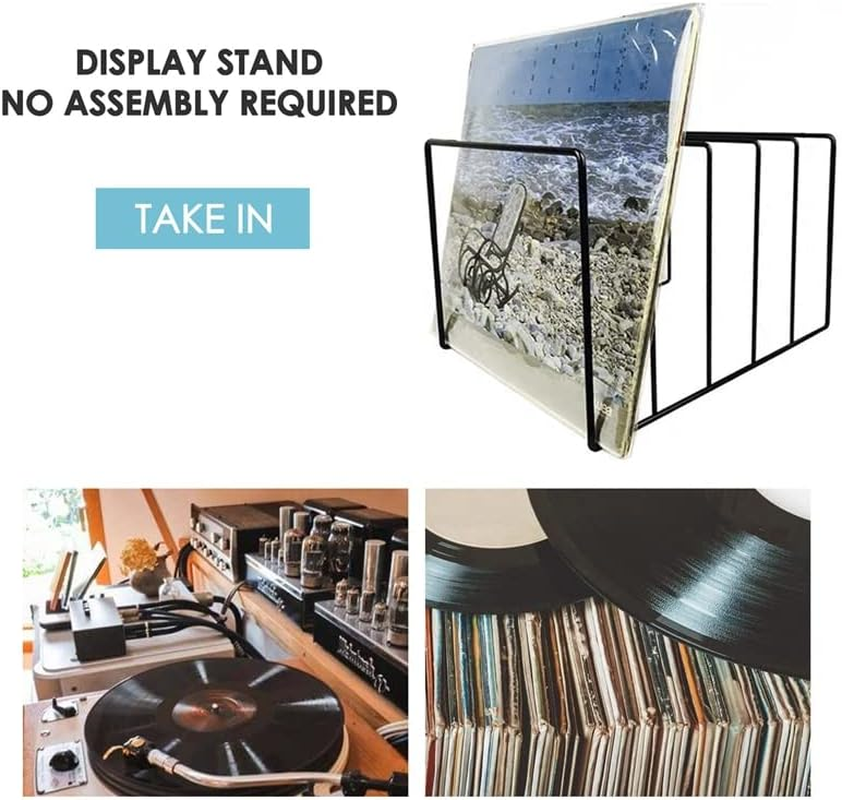 Hcskoss Metal Vinyl Record Display Shelf Turntable Storage Shelf Exhibit Stand Holder (Black, 26 * 12 * 12) image number 5