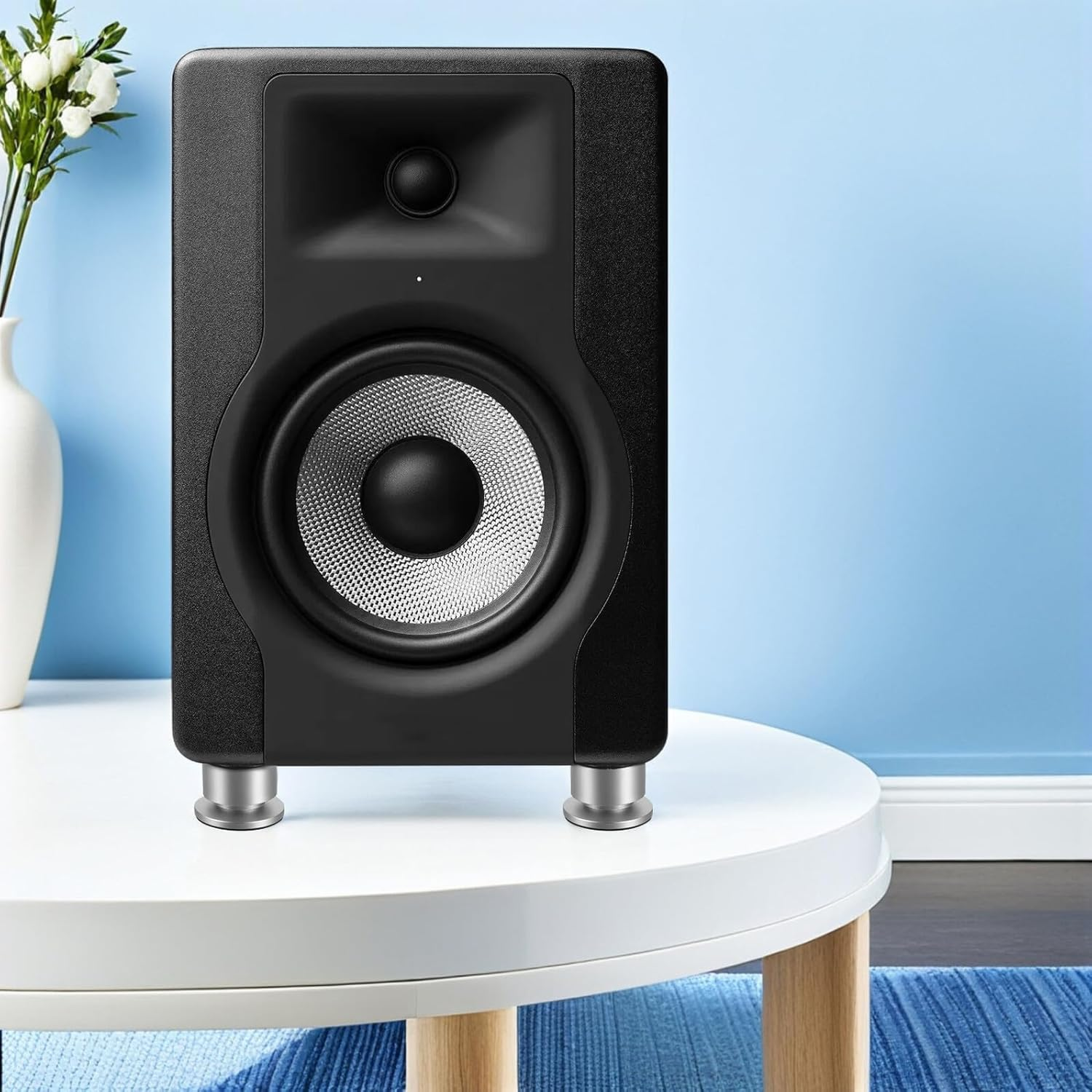 OATIPHO 4Pcs Silver Metal Speaker Isolation Pads with Anti-Vibration Speaker Stand Feet for Hifi Audio Systems Turntables and CD Players for Home Audio image number 2