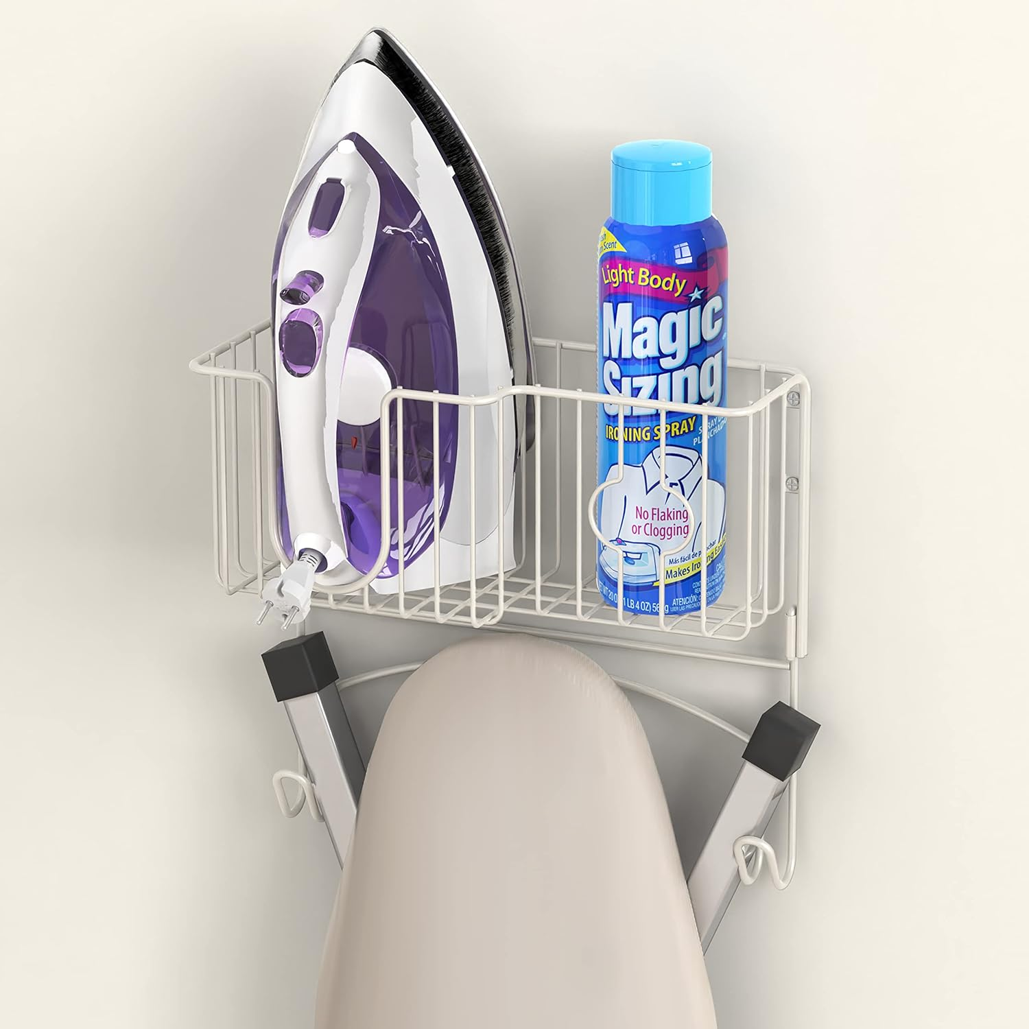 Simple Houseware Wall Mount Ironing Board Holder over the Door Hanger, White
