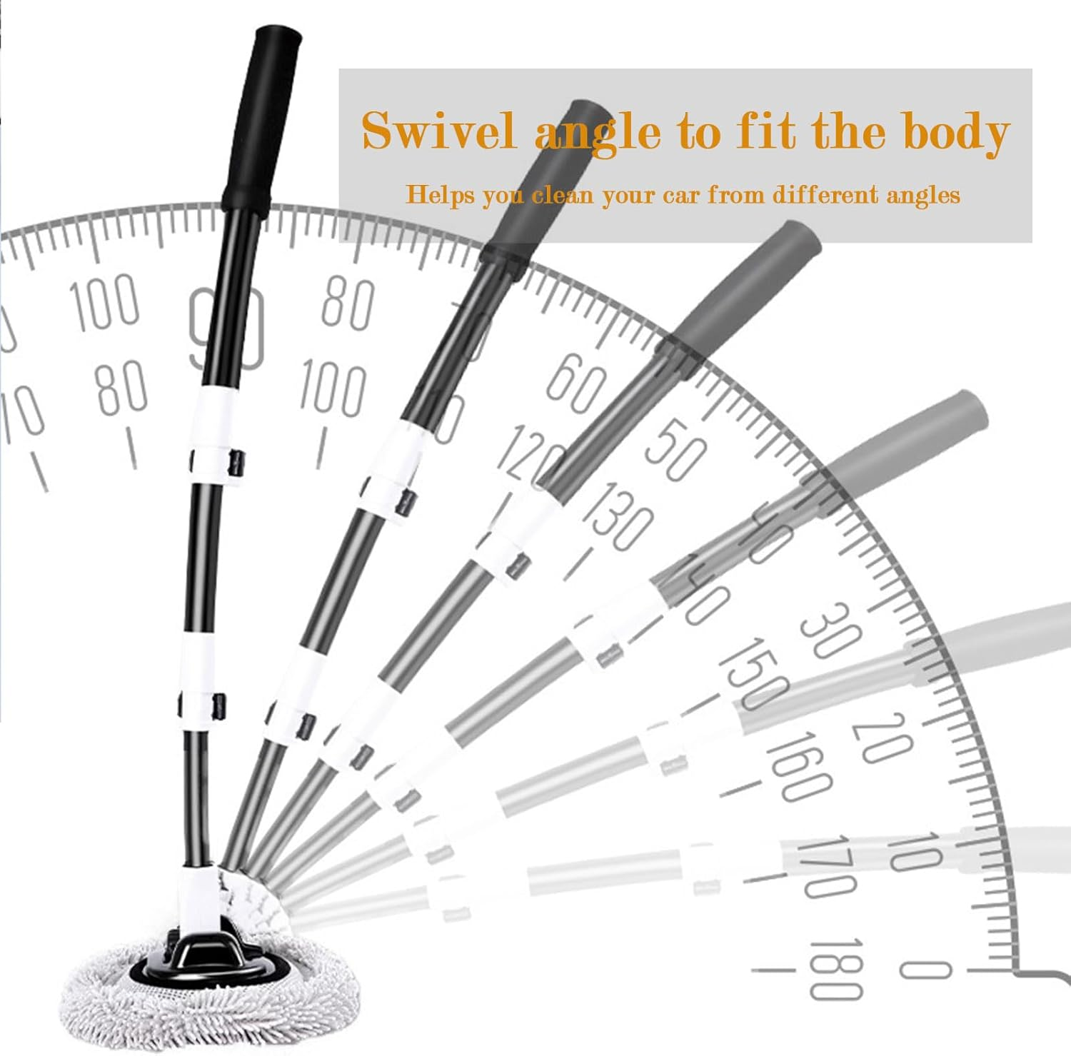 7Pcs Car Wash Kit,43" Car Wash Brush with Long Handle,15&deg; Curved Car Cleaning Brush with Telescopic Handle,Car Detailing Kit for Washing Caravan Van Truck Boat image number 3