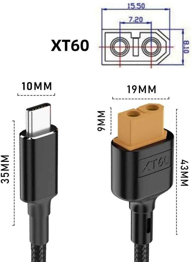 NFHK USB-C Charging Cable SC100 Protocol XT60 to Type C Fast Charging Cable for RC Lipo Battery Quadcopter Multicopter Aero Modelling 50 Cm
