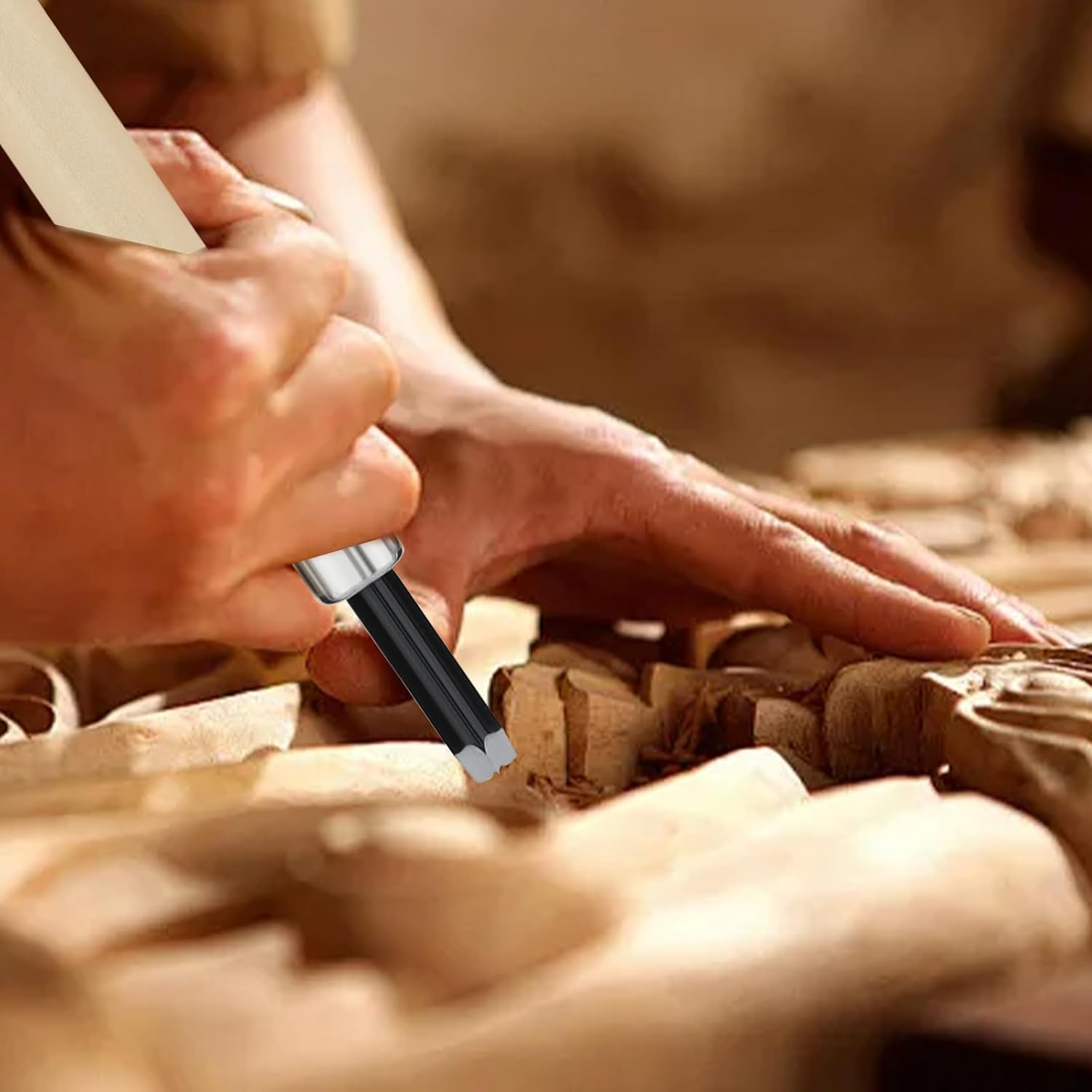 Origlam 10Pcs Professional Wood Carving Chisel Set, Carbon Steel Wood Carving Tools, Woodworking Chisels Wood Chisel Kits, Power Grip Carving Tools Great for Carving Woodworking Beginners & Kids image number 5