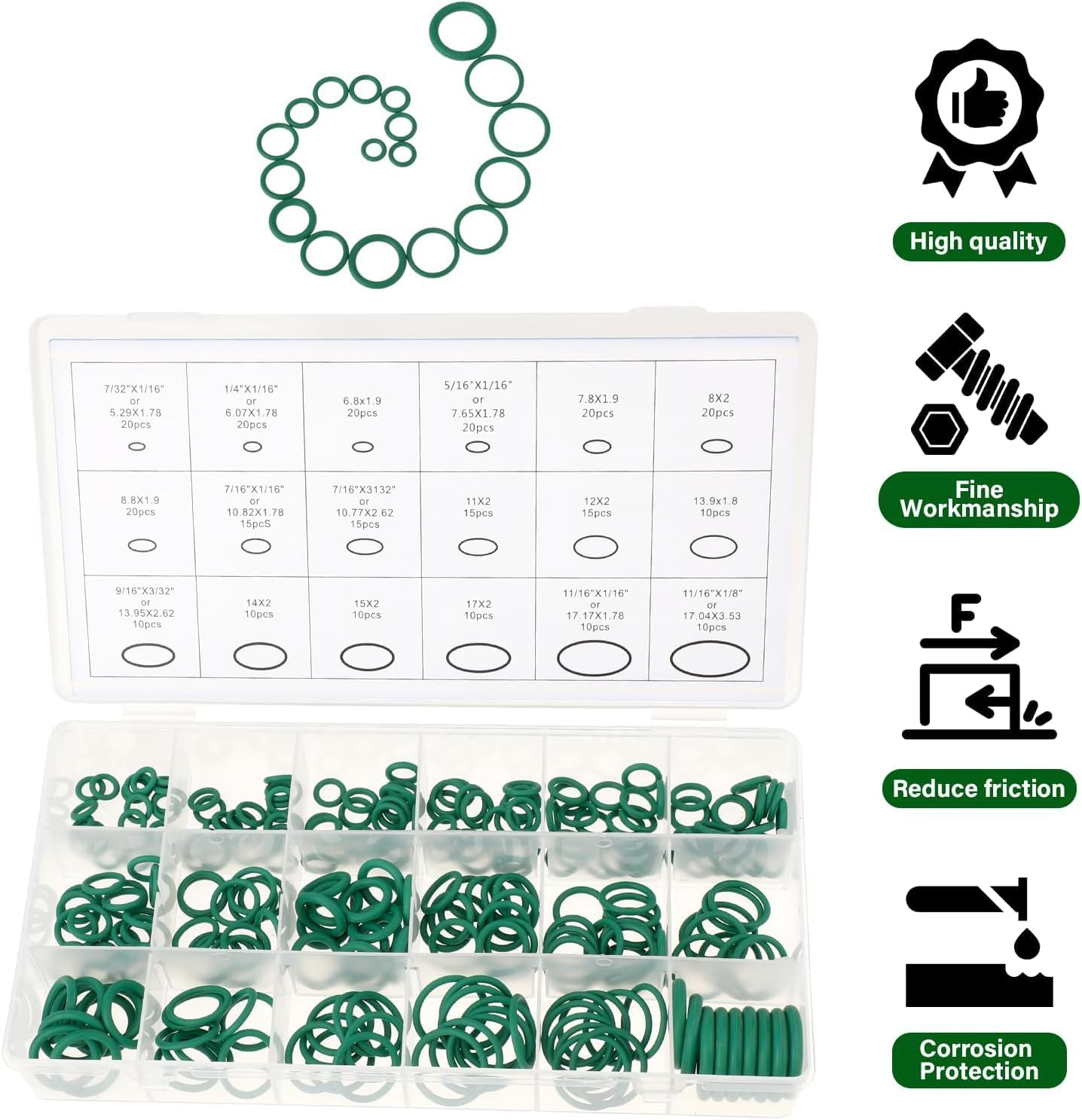 270 Pcs O Rings Kit Car Air Conditioning Compressor Seals O-Ring Rubber Seals AC O Ring Sealing O Rings Gasket Assortment Set for A/C Professional Plumbing Automotive image number 6