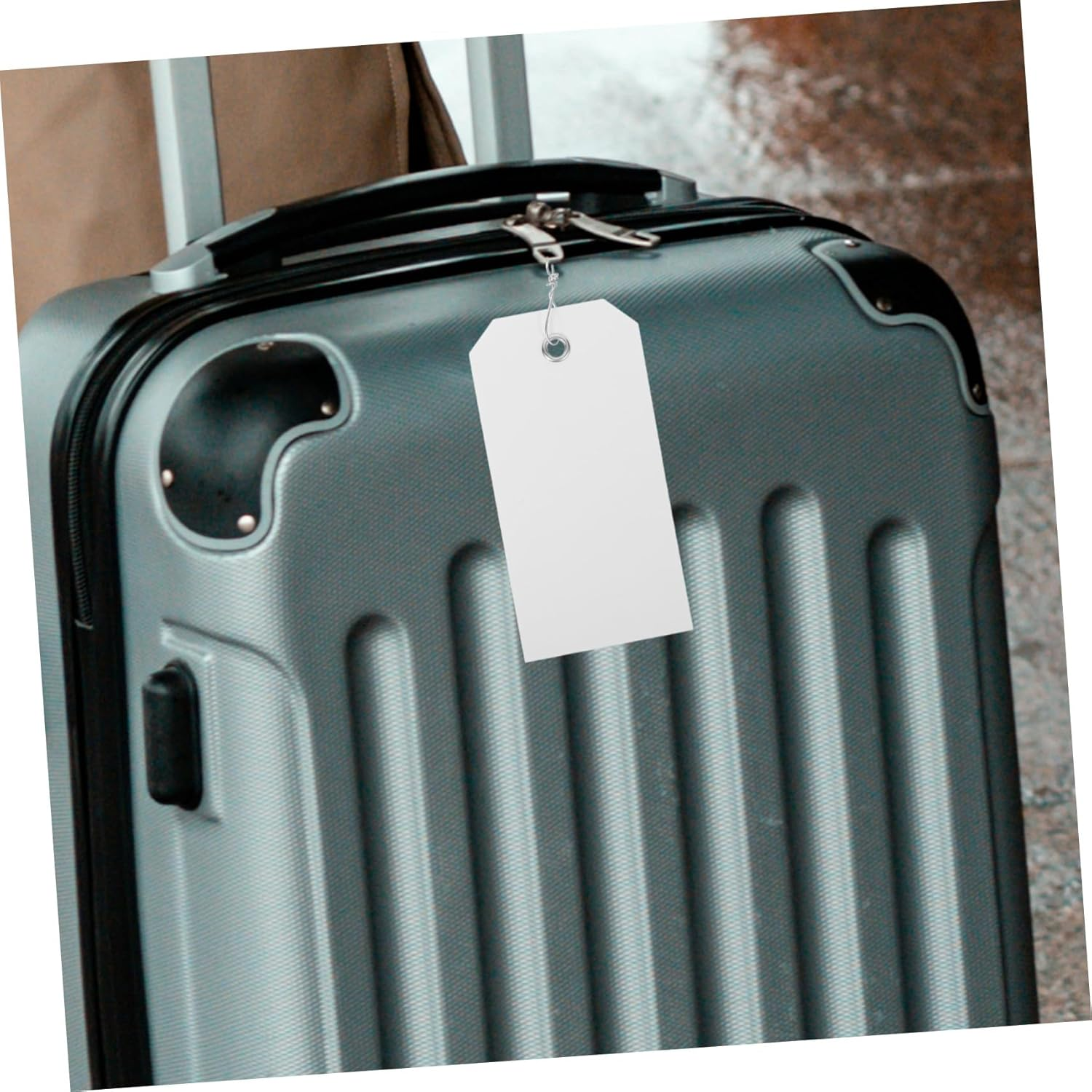 FUNOMOCYA 100Pcs Luggage Tags for Suitcases Wire Writable PVC Travel Tags String for Luggage Identification of Name image number 1