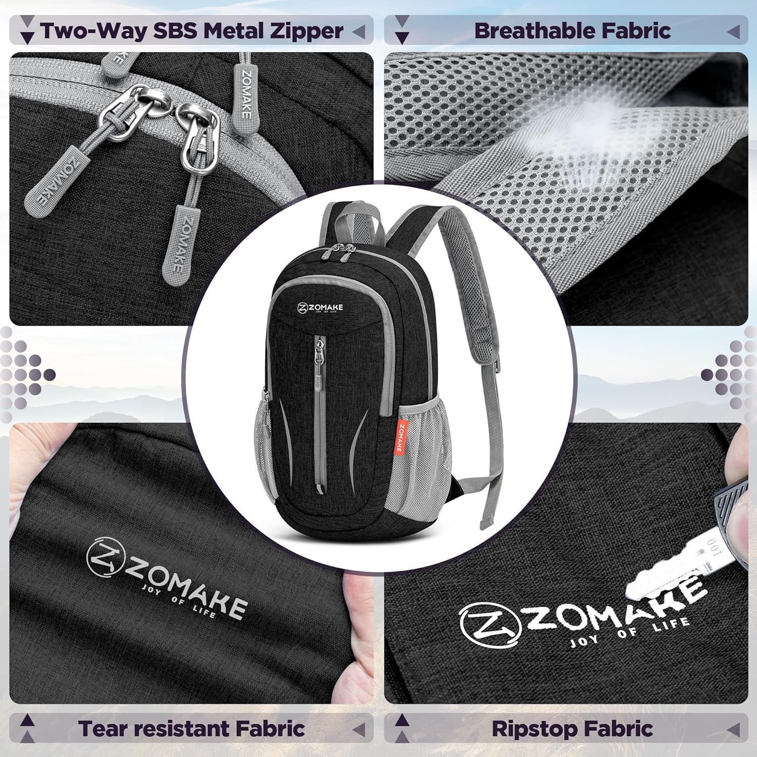 ZOMAKE Lightweight Folding Backpack - 10L Foldable Packs Small Travel Daypack for Hiking Camping Outdoor image number 6