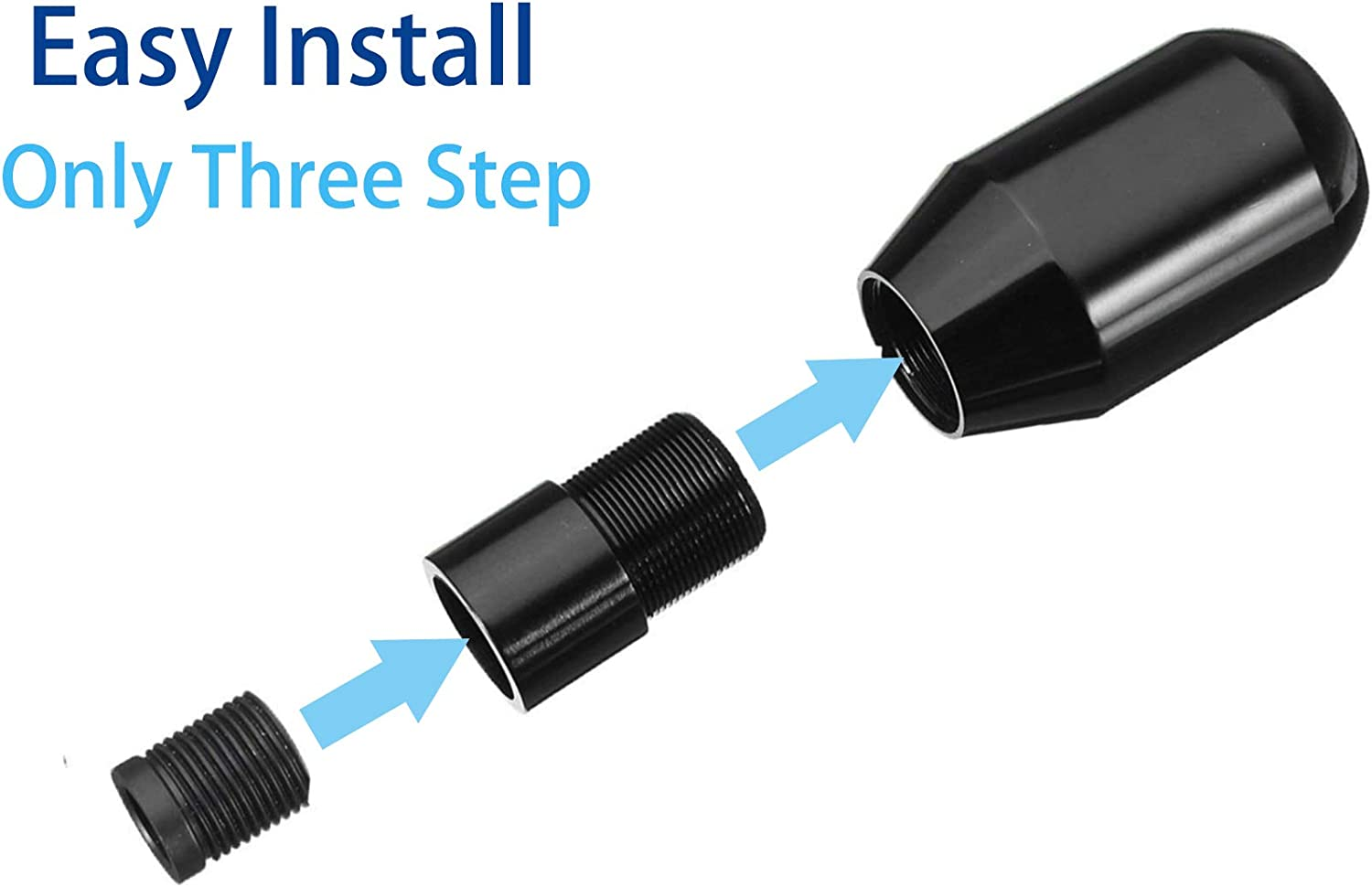 Shifter Adapter Universal 5 Speed Manual Metal Chrome Gear Shift Knob Lever Stick Pen Handle Head Car Styling Accessories Racing Style (Black) image number 1