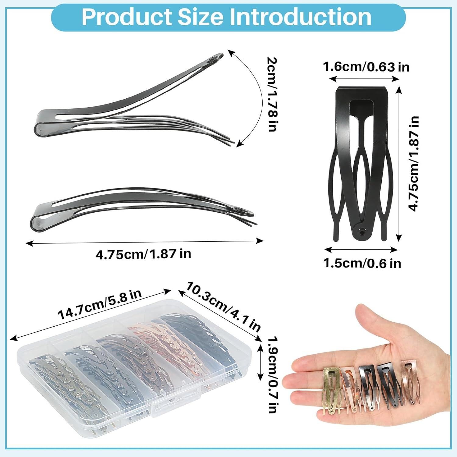 40 Pack Snap Hair Clips Hair Barrettes for Women Retro Metal Hair Barrettes 5 Colors Double Grip Hair Clips for Women Girls