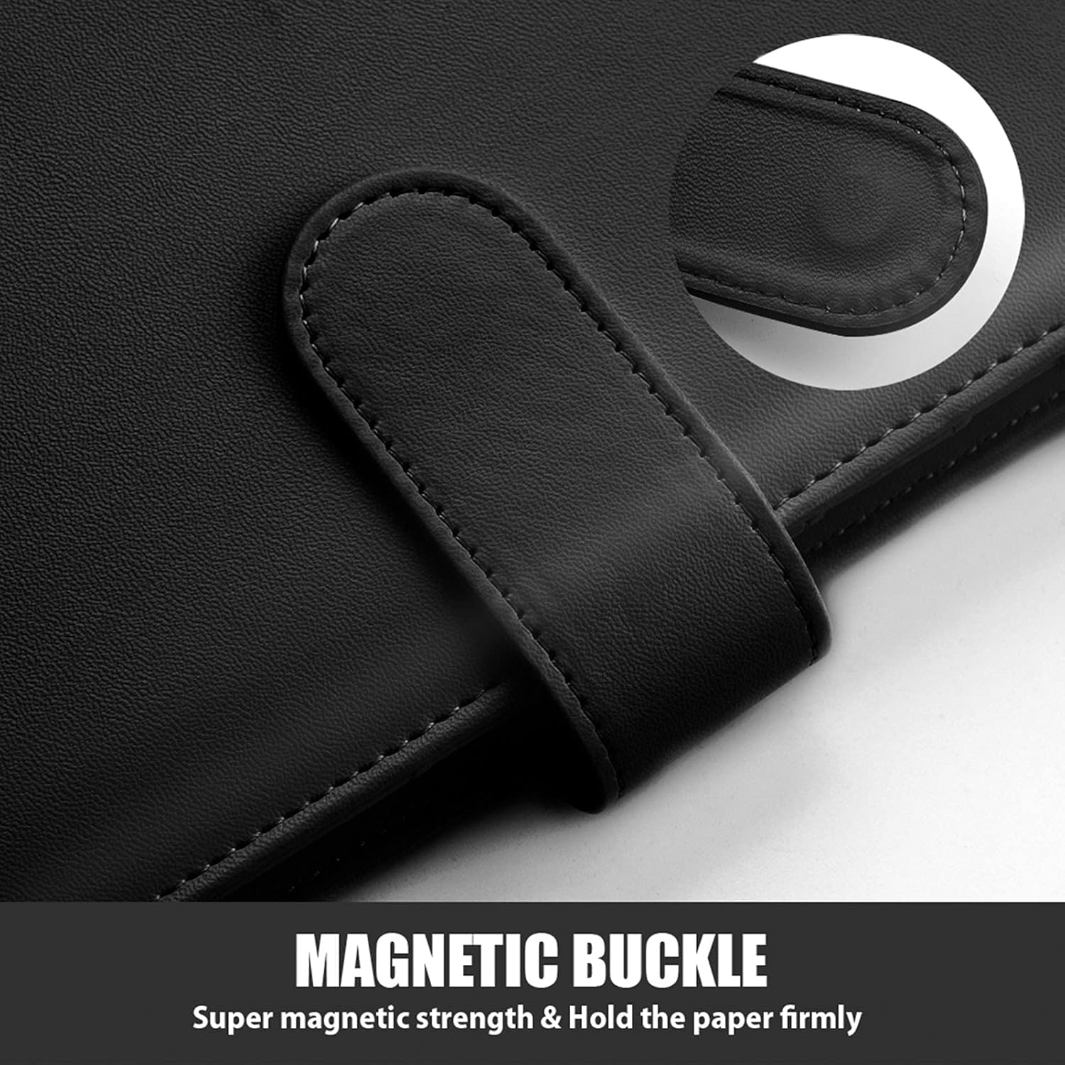 Sooez A5 Binder 6 Ring, Refillable Notebook Planner Cover, Small Leather Organizer Empty Binder for Budget,Journal,Photocard Holder,Recipe Book, Aesthetic Loose Leaf Binder with Magnetic Buckle image number 4