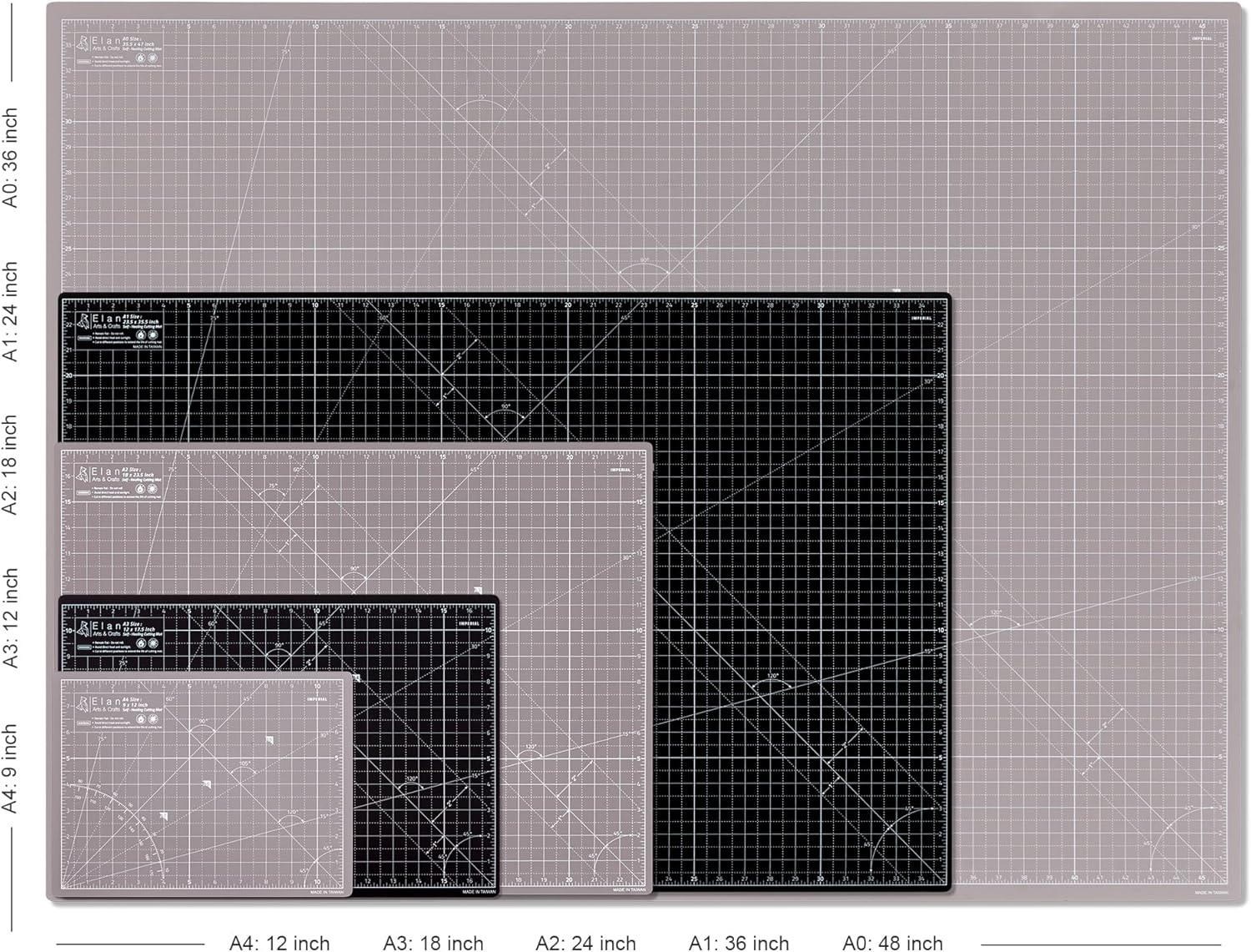 Elan Cutting Mat A3 Black & Taupe, Self Healing Cutting Mat 12 X 18 INCH, 5-Ply Craft Mat Black, Hobby Cutting Mat 12X18 INCH, Fabric Cutting Board for Crafts, Quilting Cutting Board, Modeling Mat image number 6