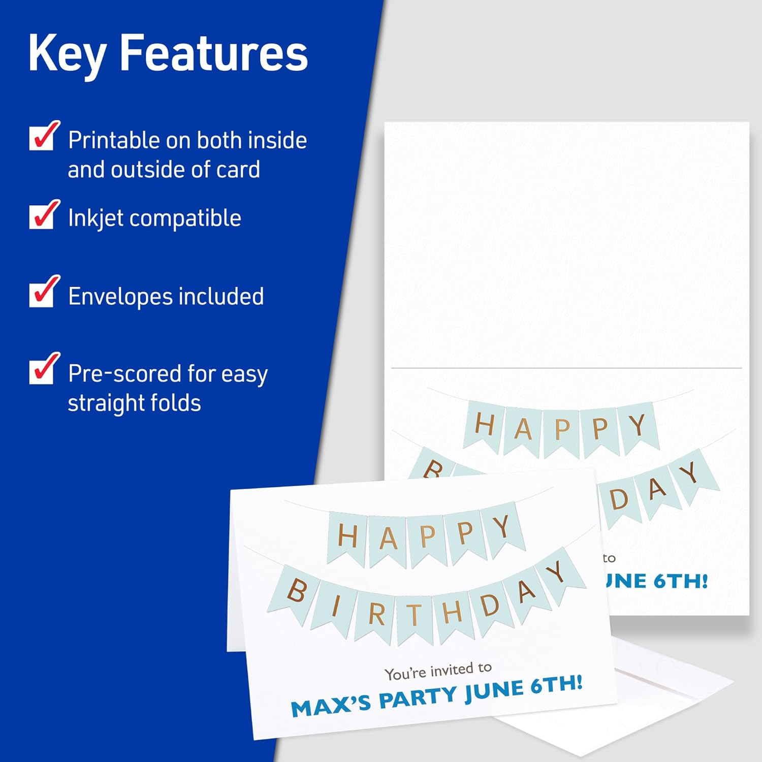 Avery Textured Half-Fold Greeting Cards for Inkjet Printers, Uncoated, 5.5 X 8.5 Inches, White, Box of 30 (03378) image number 4