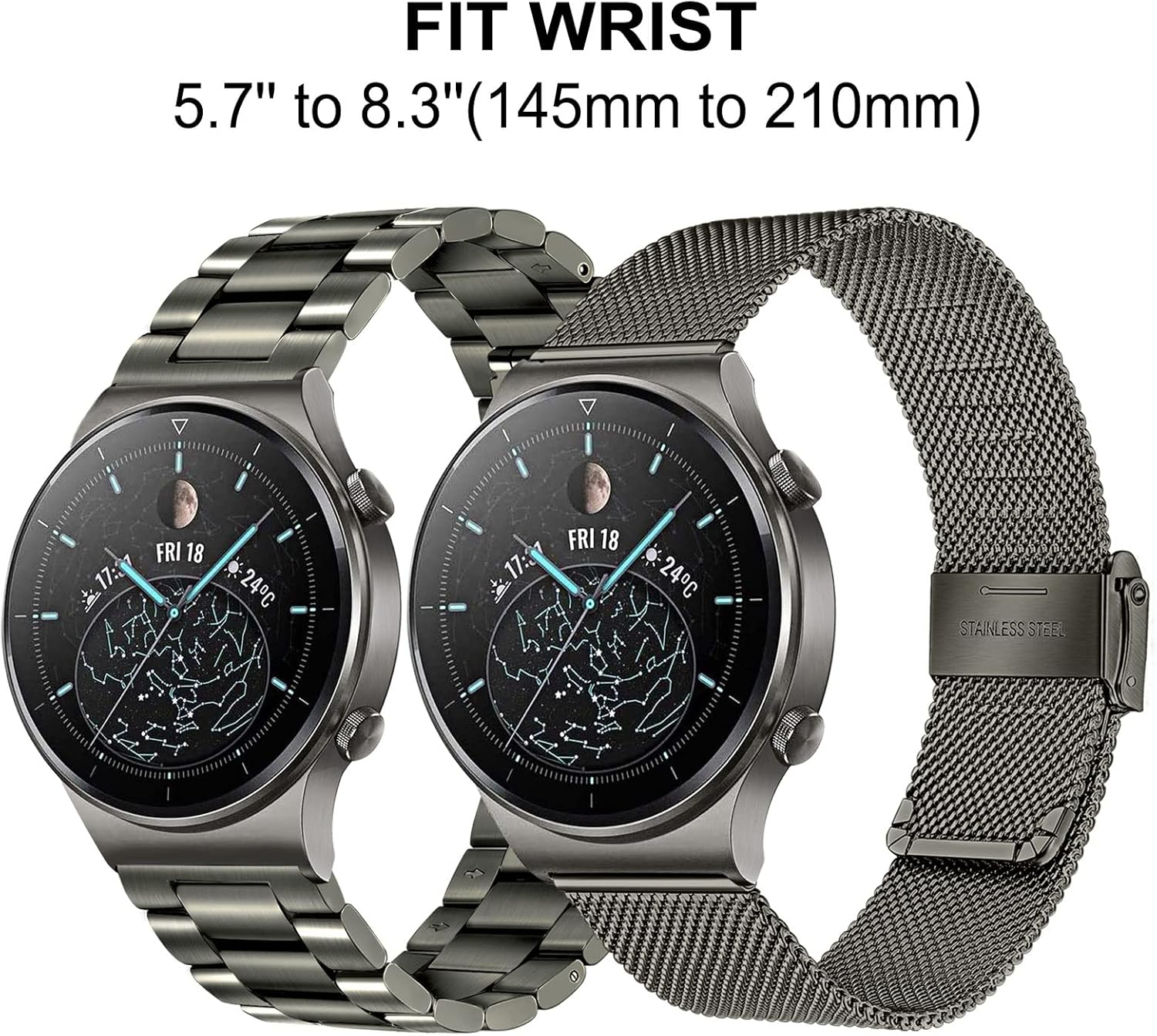 Trumirr Replacement for Huawei Watch GT 4 46 Mm/Huawei Watch 4 Pro/Huawei Watch GT 3 Pro 46 Mm/Gt 2 Pro Strap, 22 Mm Solid Stainless Steel Woven Mesh Metal Bracelet Replacement Strap for Huawei Watch image number 5