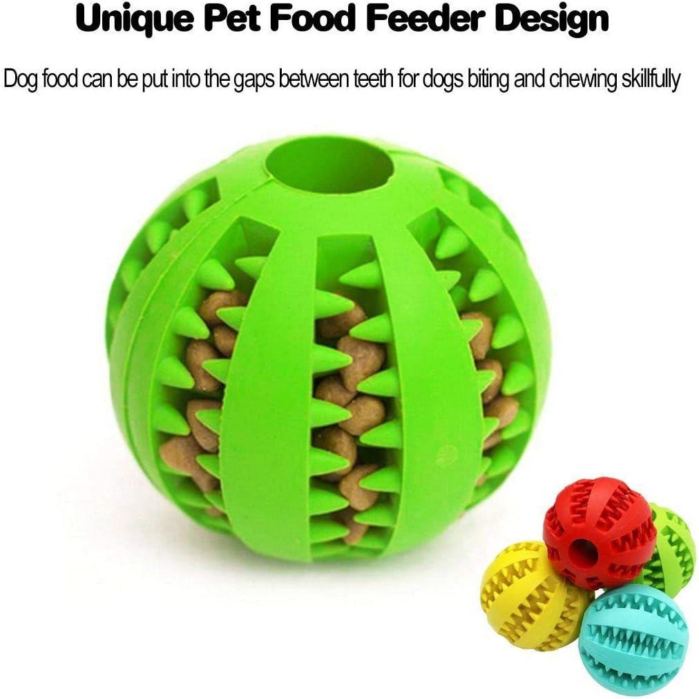 Ezonedeal Pets Dog Treat Toy Ball Rubber Dog Food Ball IQ Treat Feeder Puzzle Tooth Cleaning Interactive 5Cm for Dog Teeth Cleaning/Chewing/Playing/Treat Dispensing (Green) image number 5