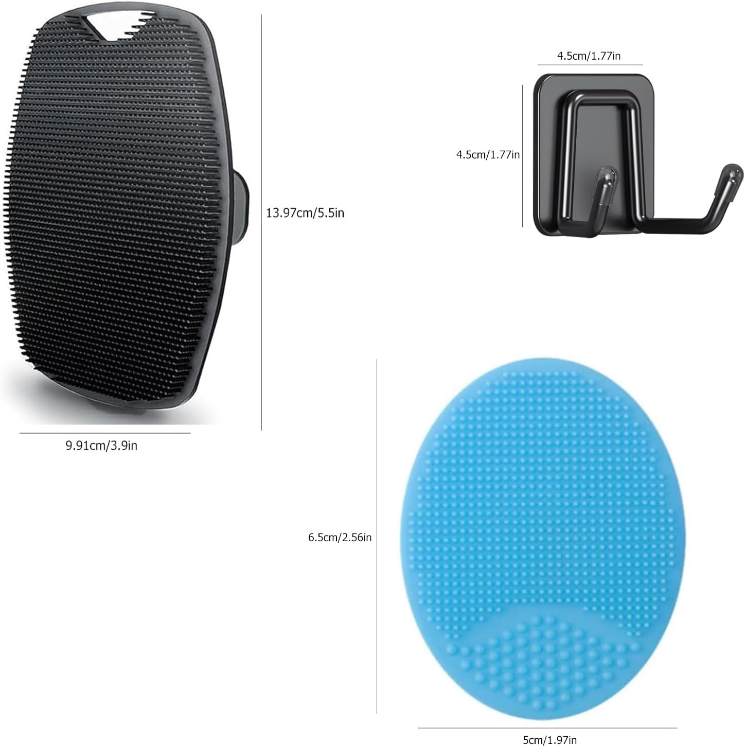 POATOW 4 in 1 Silicone Body Scrubber Shower Brush Set for Men Women Adult,Long Handle Body Brush,Anti-Slip Back Scrubber for Shower,Shower Bath Brush with Hook image number 2