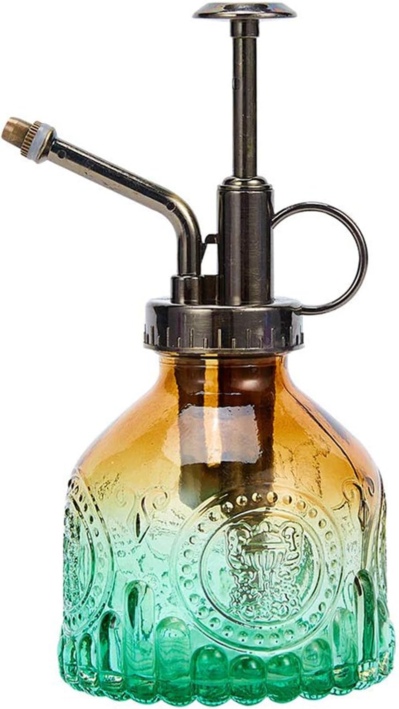 Cozioz Vintage Glass Plant Mister Spray Bottle &ndash; Gradient Green & Brown Succulent Watering Can with Top Pump, Small Indoor/Outdoor Sprayer for Houseplants and Flowers image number 4