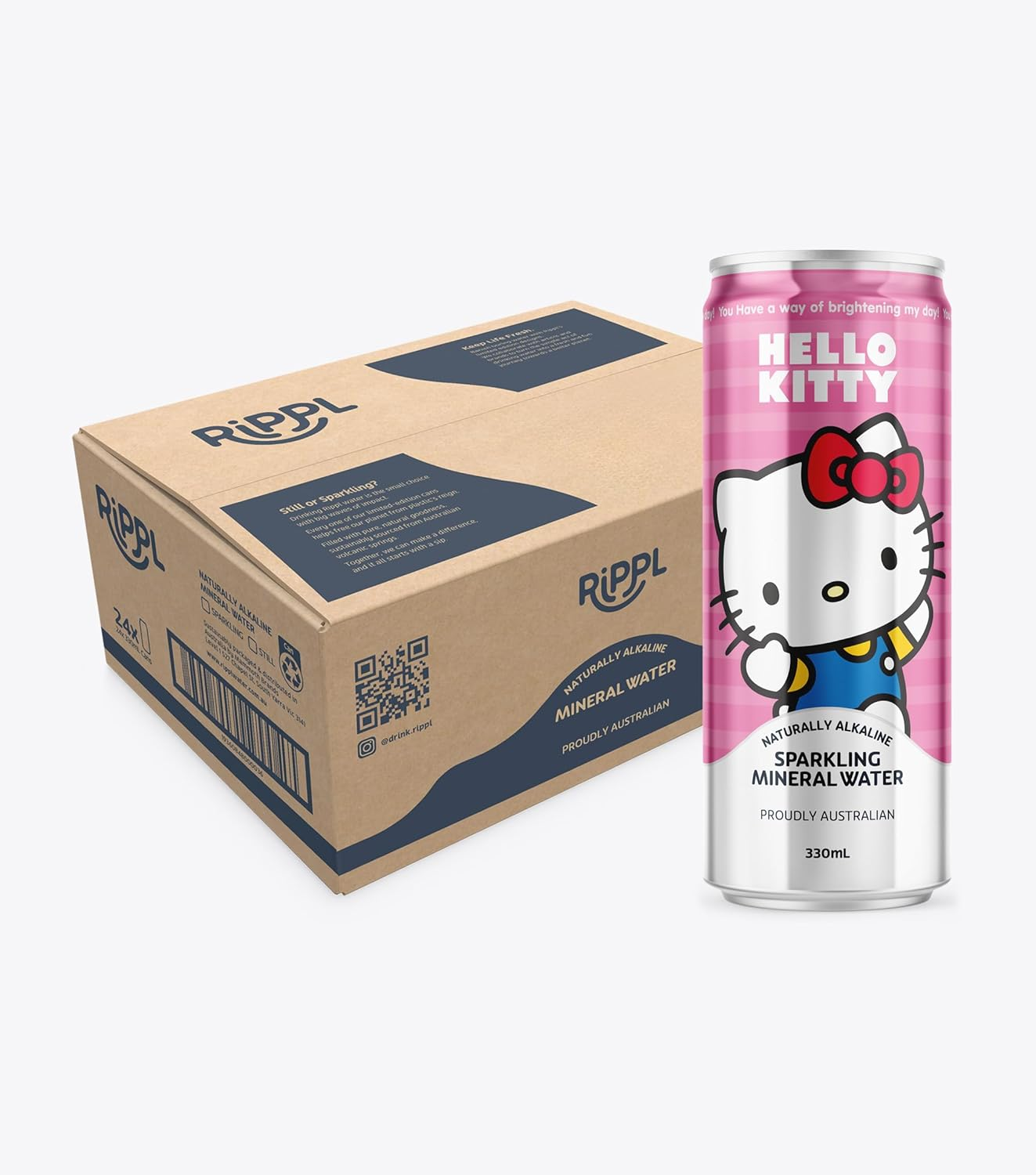 Rippl Hello Kitty Canned Sparkling Mineral Water, 330 Ml, 24 Pack image number 5