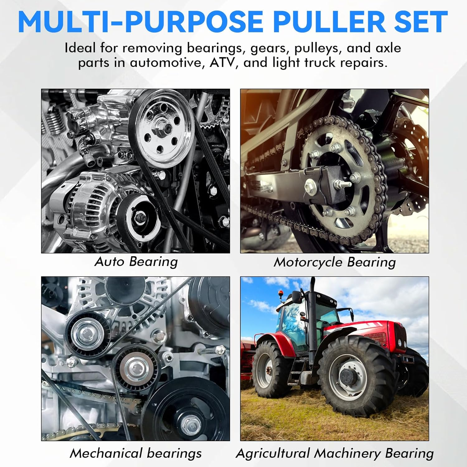 14PCS Bearing Puller Set Bearing Separator Bearing Removal Tool 5 Ton Capacity Separator Tool Kit with 2" & 3" Jaws, Heavy Duty Pinion Gear Hub Axle Removal Tool for Automotive, Atvs, Light Trucks image number 1