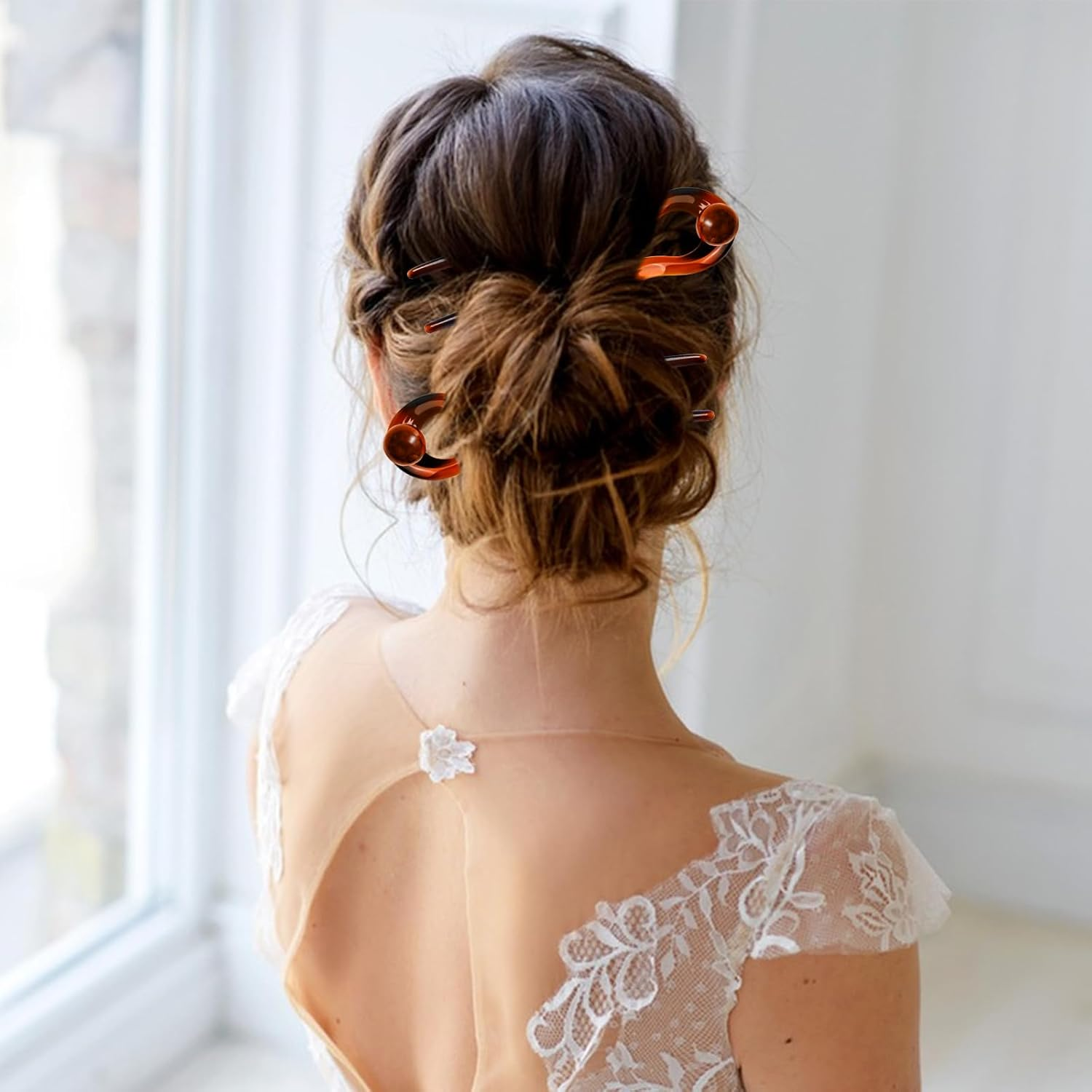 VEQENIFY Pack of 2 U Shaped Hair Pins, French Hair Pins, Large Hair Pins, French Twist Hair Pin, French Hair Pin Hair Pin Hair Pin Hair for Women, Hair Clips, Girls Hairstyle Accessories image number 6