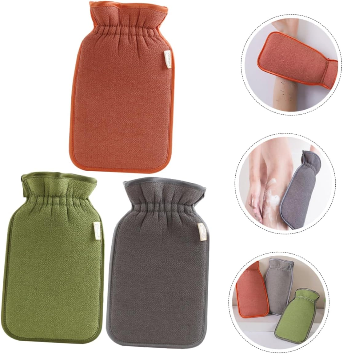 SHERCHPRY 3Pcs Thickened Scrub Sponge Gloves Double-Sided Exfoliating Bath Gloves for Deep Cleansing Body Exfoliator Mitts image number 2