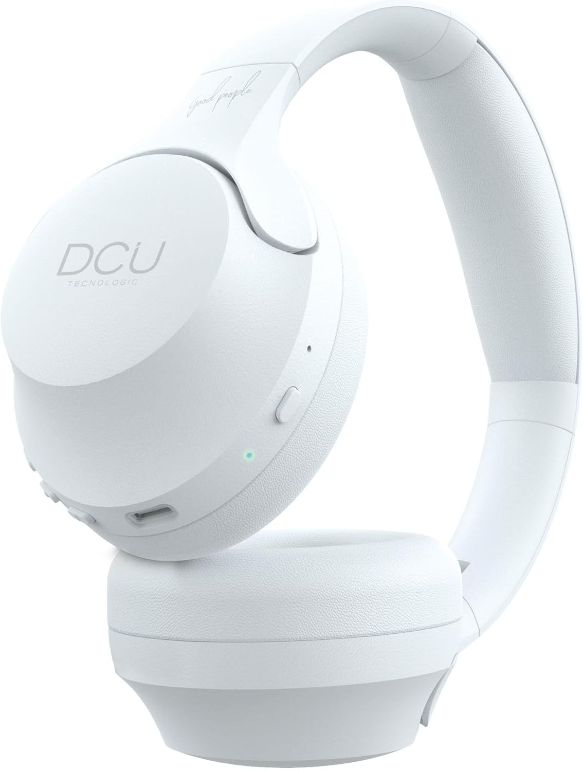 DCU TECNOLOGIC Wireless Bluetooth Headphones - 15 Hours of Use - USB-C Charging - Multifunctional Headphones with Foldable Headband - White image number 4
