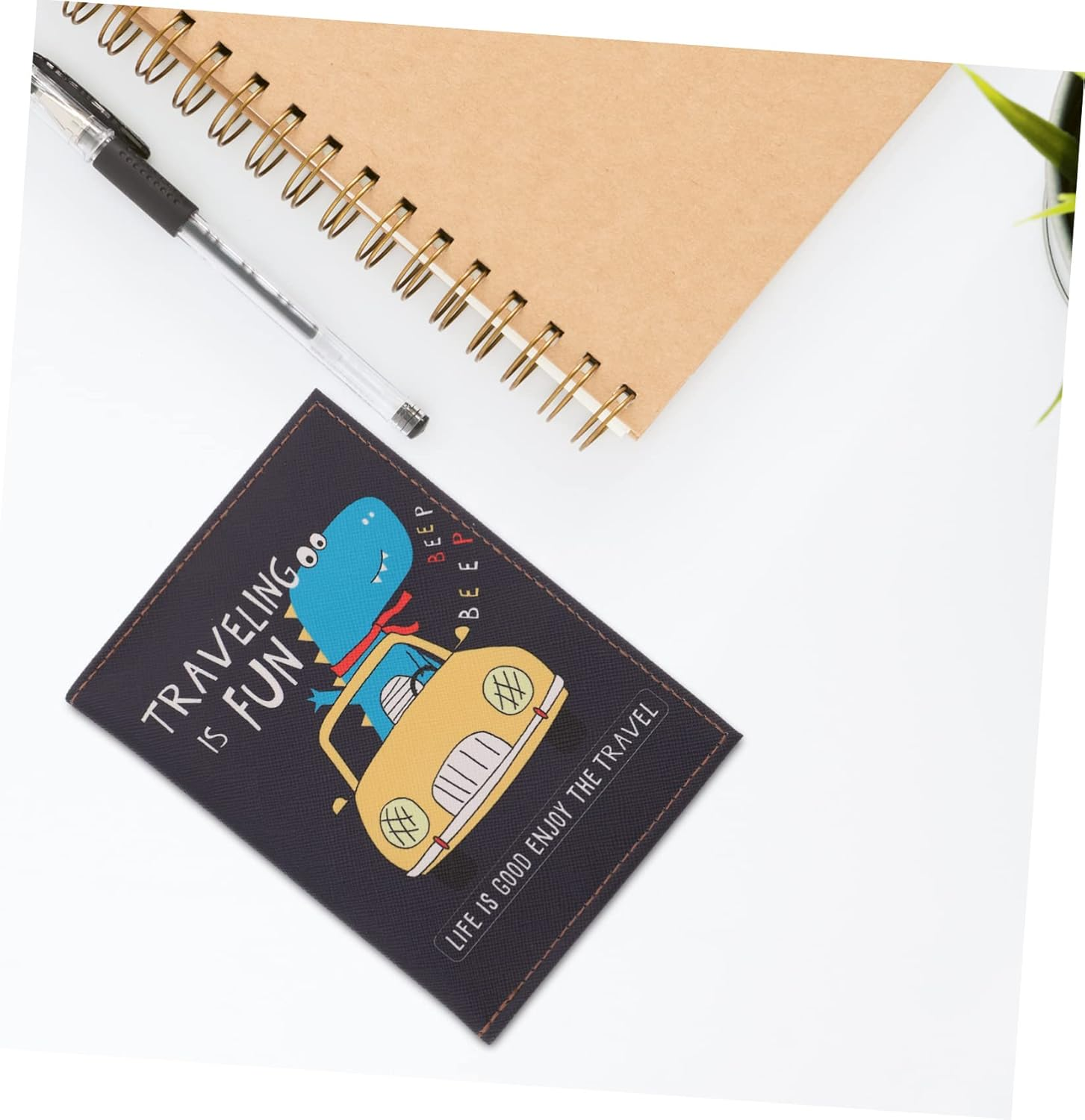 SHERCHPRY Travel Document Holder Case Cartoon Dinosaur Style Card Slots Bank Cards Pouch Pocket - Black image number 2