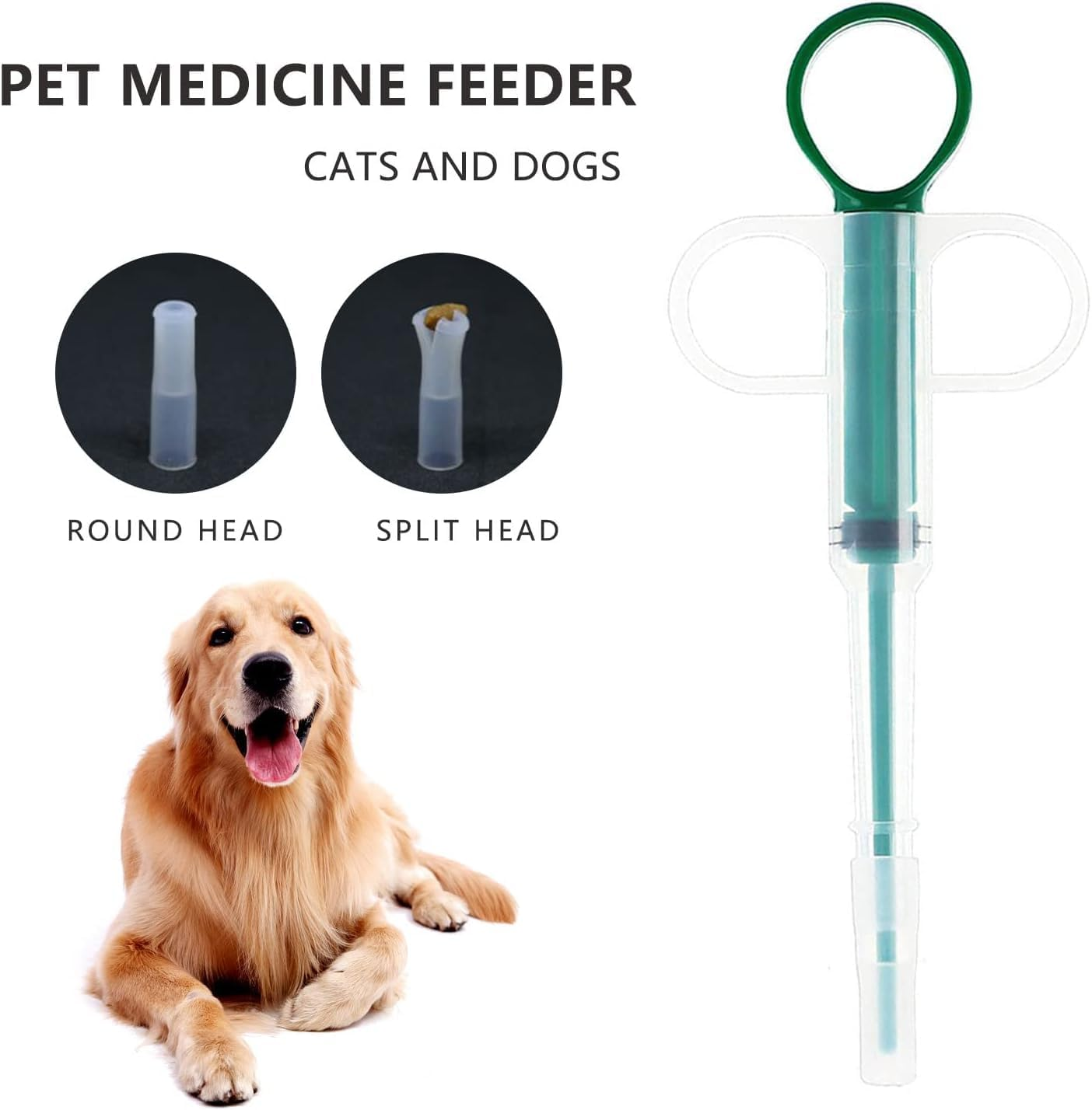 2 Pieces Pet Pill Dispenser Silicone Medicine Feeder Soft Tip Tablet Syringe Popper Tool Pet Medicine Shooter for Feeding Dogs Cats Animals Feeding Dogs Cats Animals (Green, One Size) image number 1