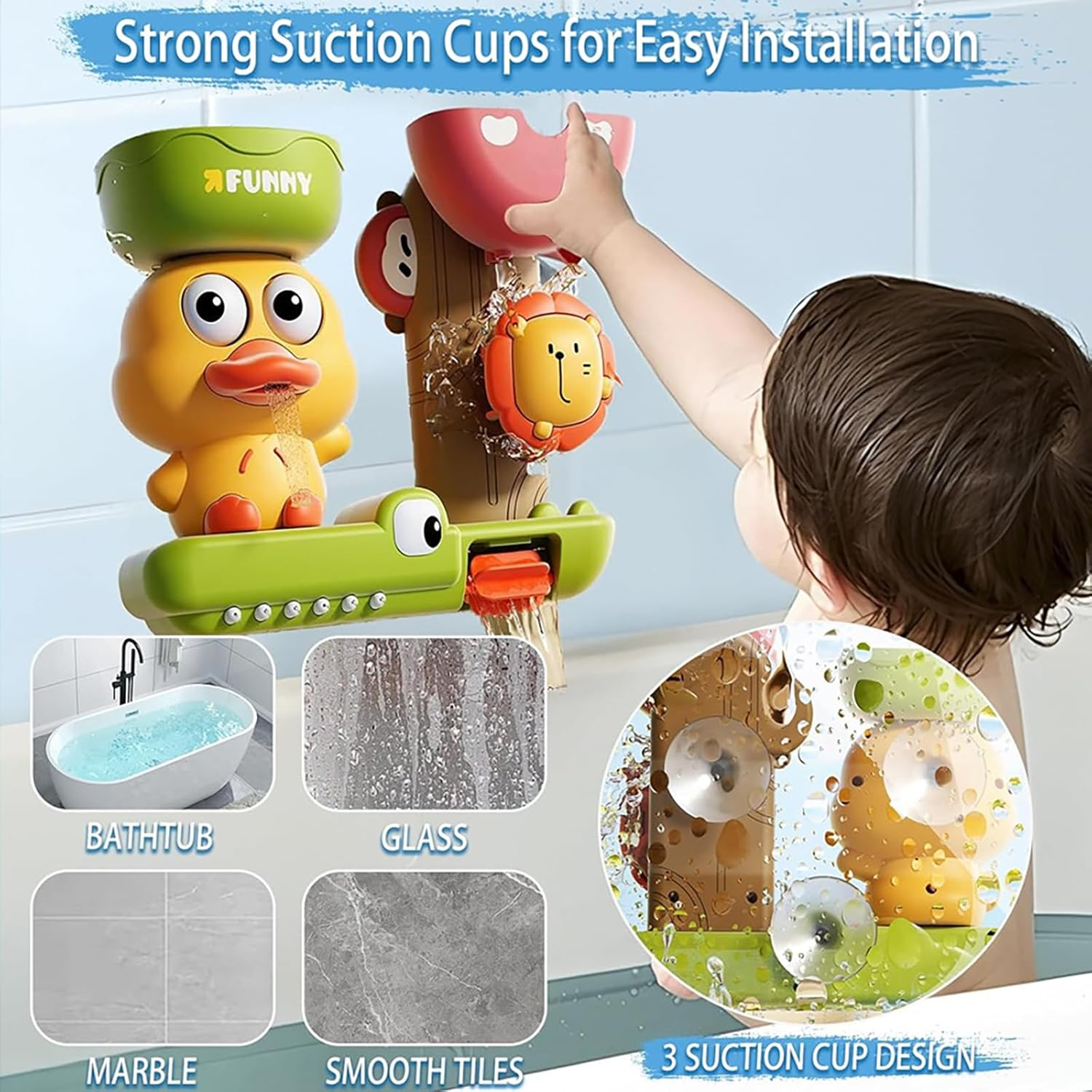 Baby Bath Toys, Toddler Bathtub Water Toys with Waterfall Spinning Gears , Toy for Kids 18 Months+ image number 2