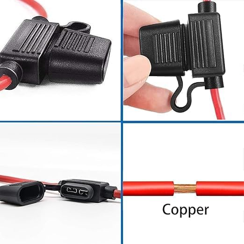 10 AWG Waterproof ATC/ATO Inline Fuse Holder with 24Pcs Standard Car Fuses (15A, 20A, 25A, 30A, 35A, 40A), 4 Packs of Automotive Replacement Fuses image number 4