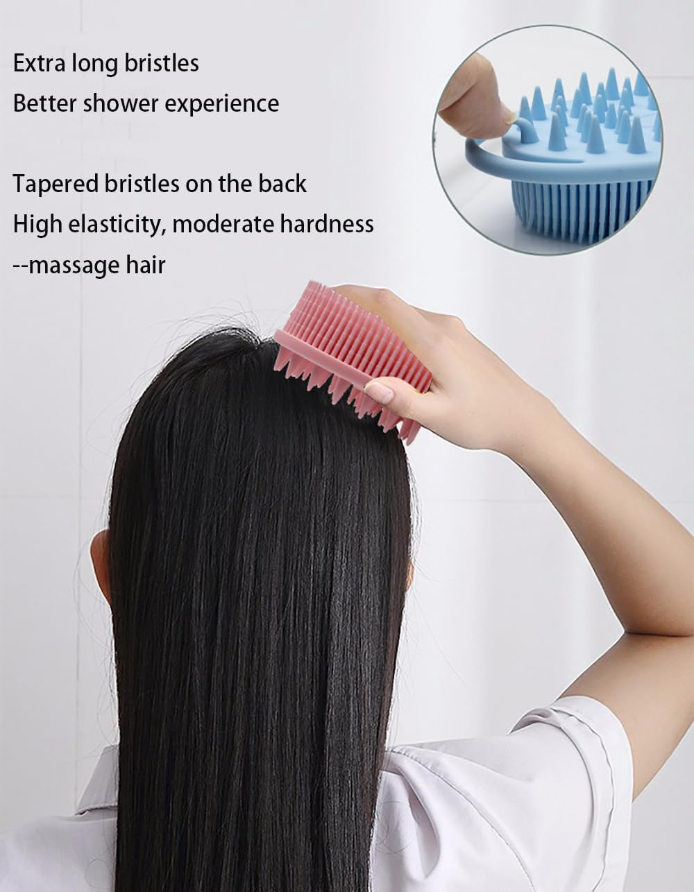 Heatunk 2-In-1 Silicone Bath and Shampoo Brush Set: Exfoliating Body Scrubber, Head Scrubber, Scalp Massager - Shower Essential, Easy to Clean (3-Pack) image number 5