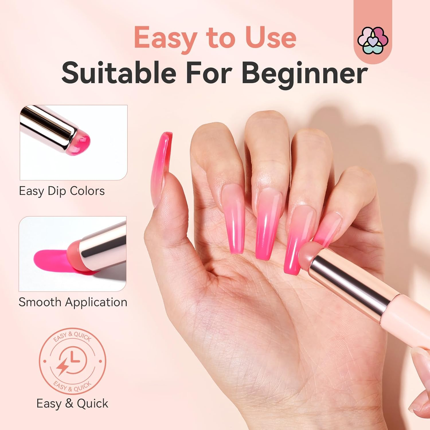 SAVILAND 2PCS Silicone Nail Brush: Reusable Chrome Nail Powder Applicator Nail Brush for Ombre Aura Nails Ombre Nail Brush Nail Art Gradient Painting Brush for Beginners