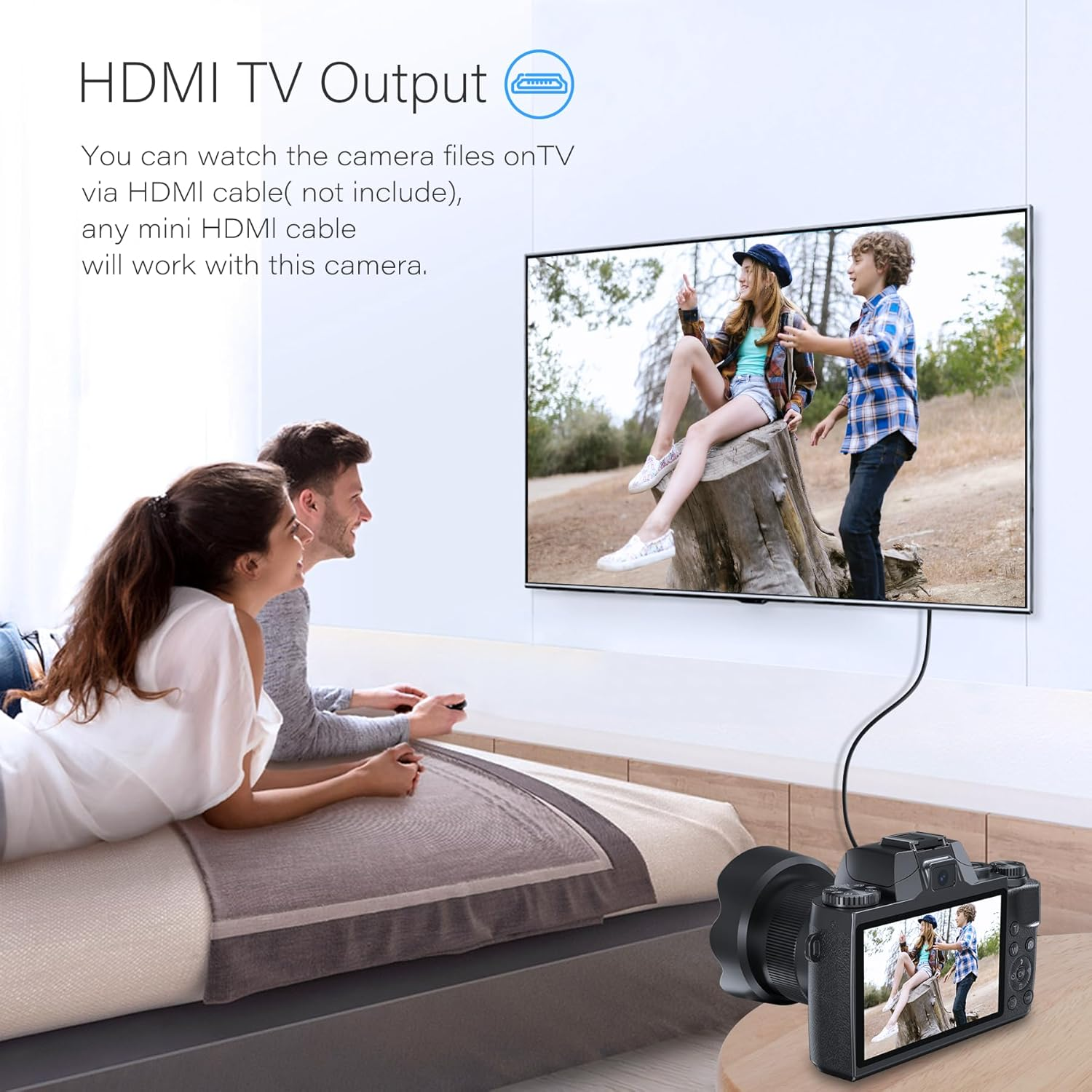 Saneen Digital Camera for Photography, 4K 64MP Wifi Touch Screen Vlogging Camera with Flash, 32GB Micro Card, Lens Hood, 3000Mah Battery, Front and Rear Cameras, 4&Prime;Big Screen, Hot Shoe Interface-Black